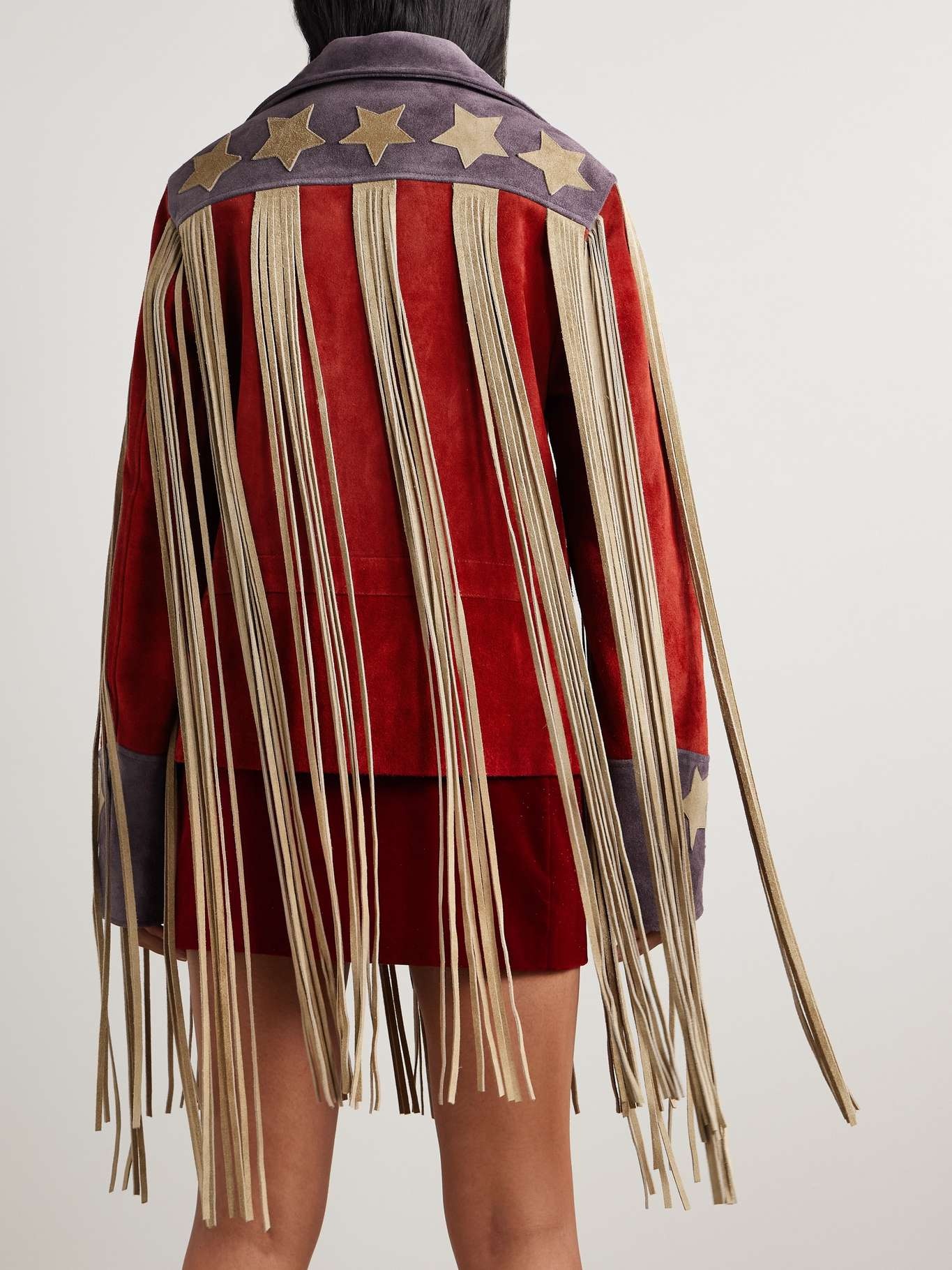 Fringed suede jacket Red - 4