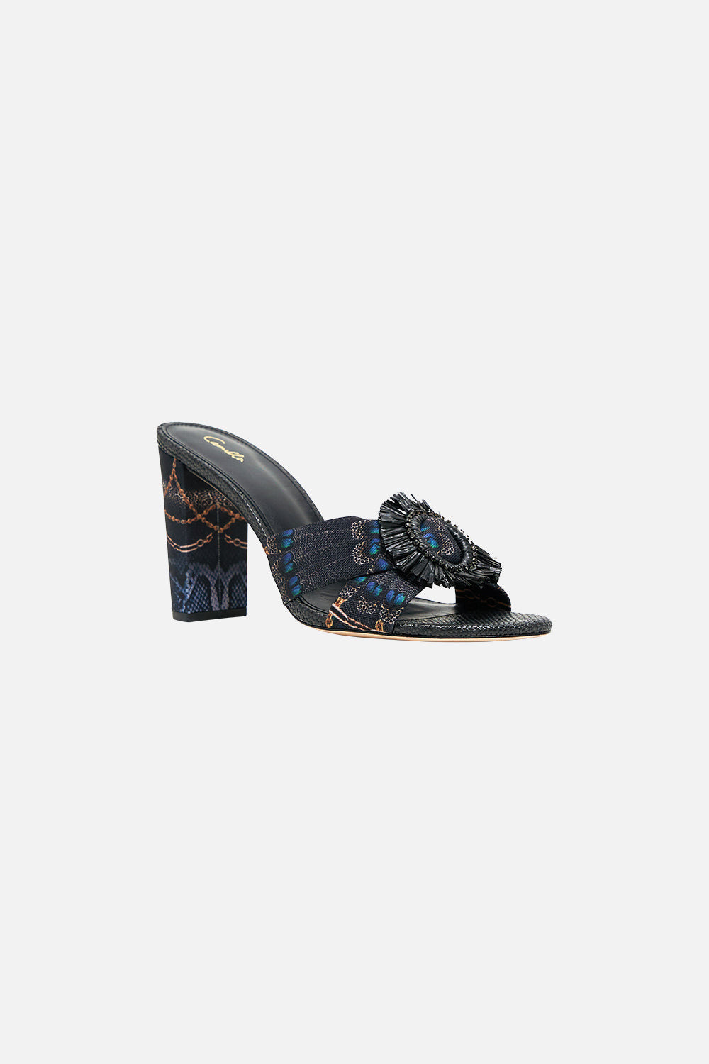 AZRA PRINTED RAFFIA MULE HEEL - 3