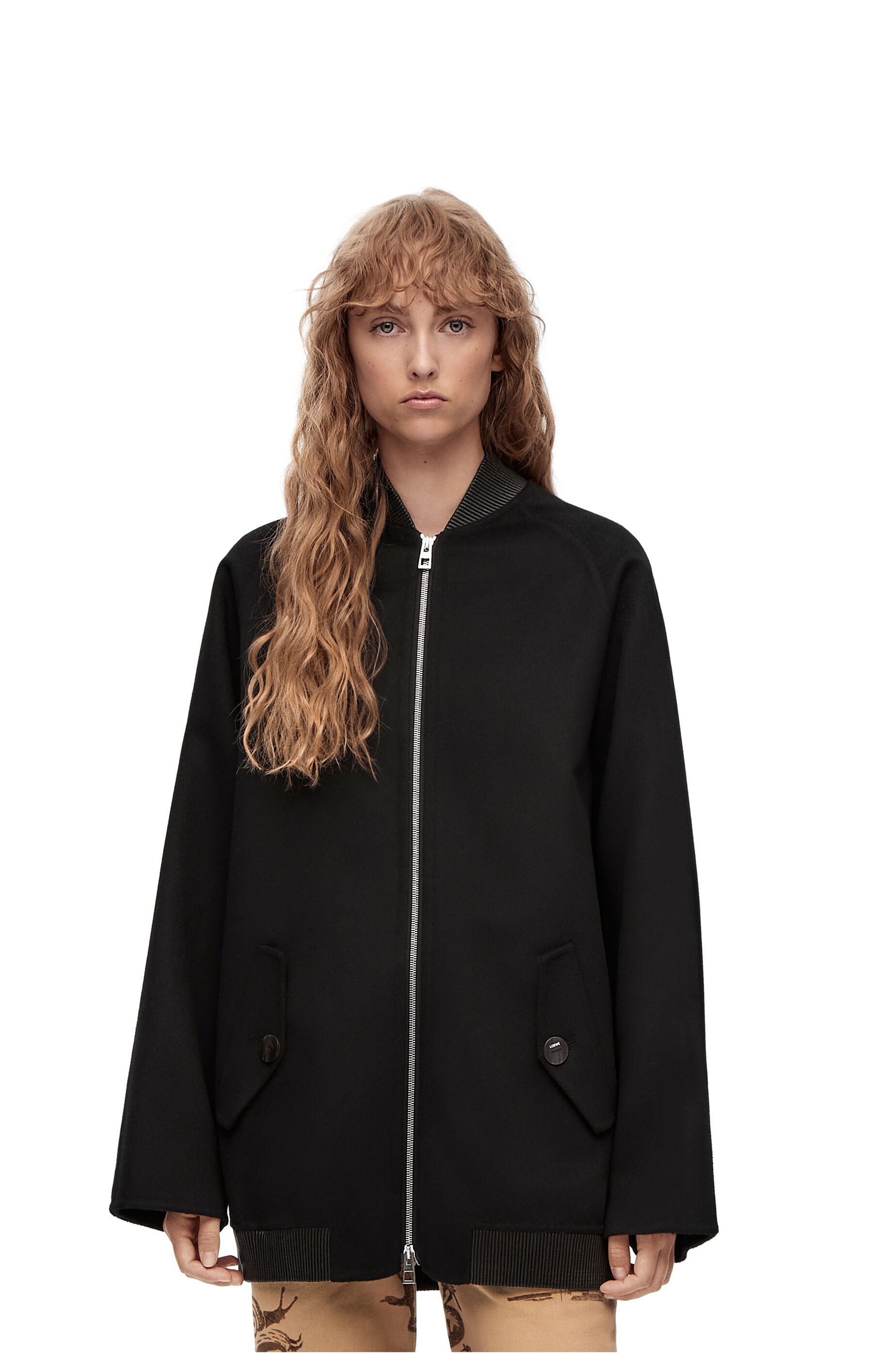 Long bomber jacket in wool and cashmere - 3