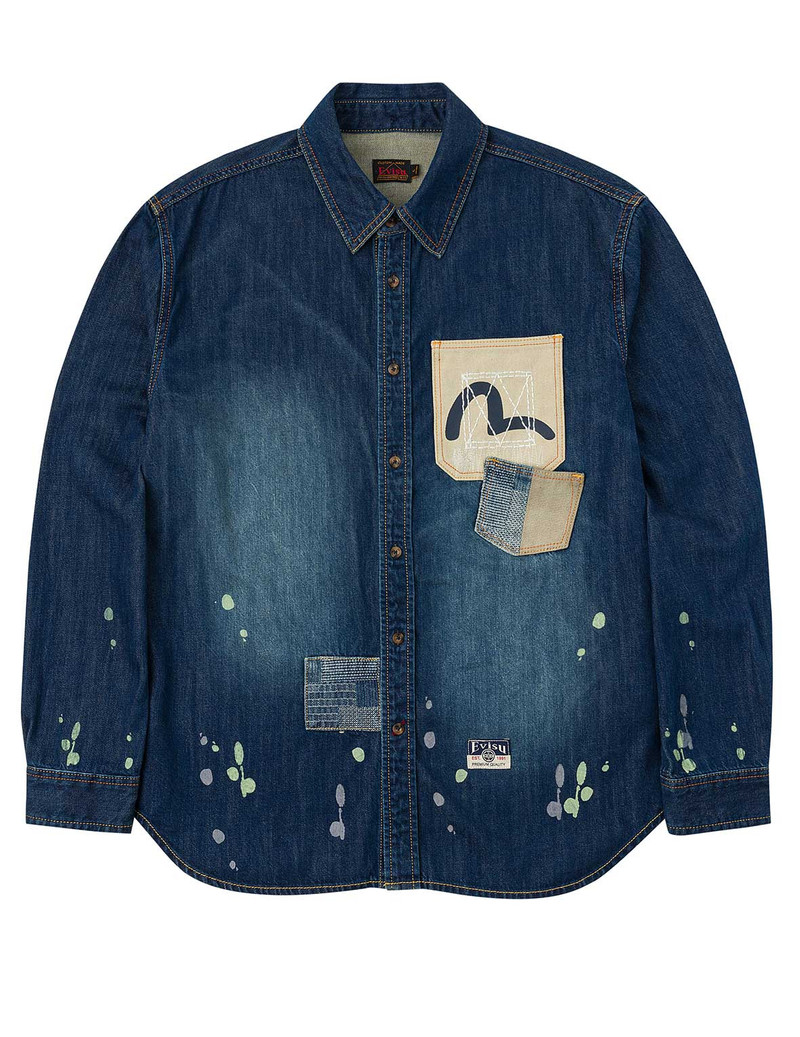 Shshiko Kamon Relax Fit Denim Shirt 1