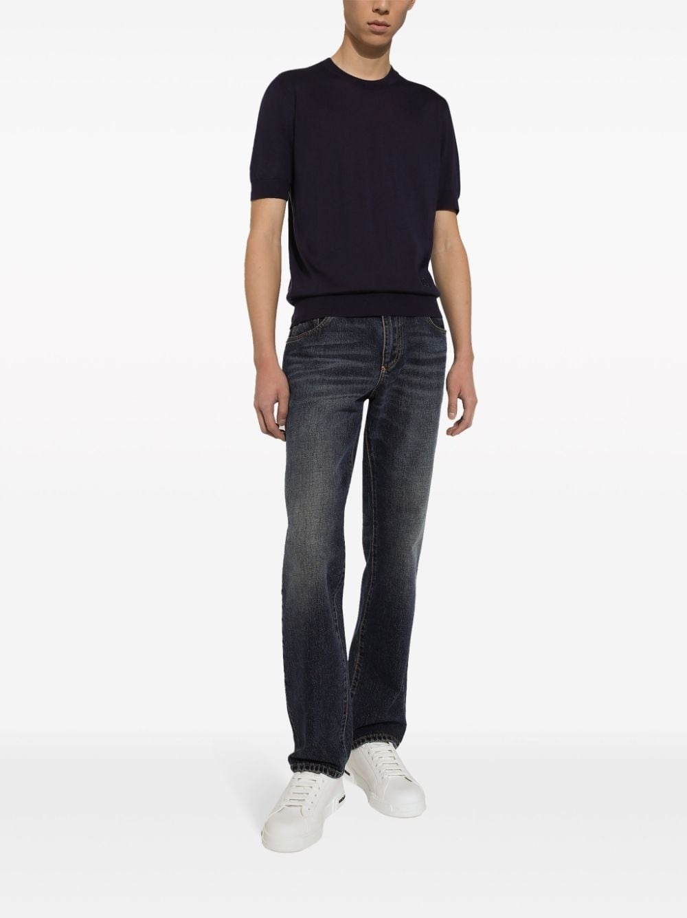 logo-embroidered silk knitted top - 2