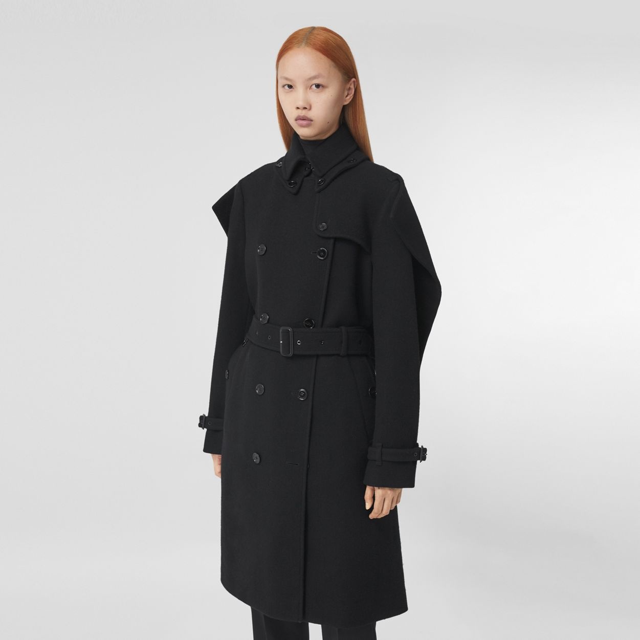 Panel Detail Cashmere Wool Blend Trench Coat - 6