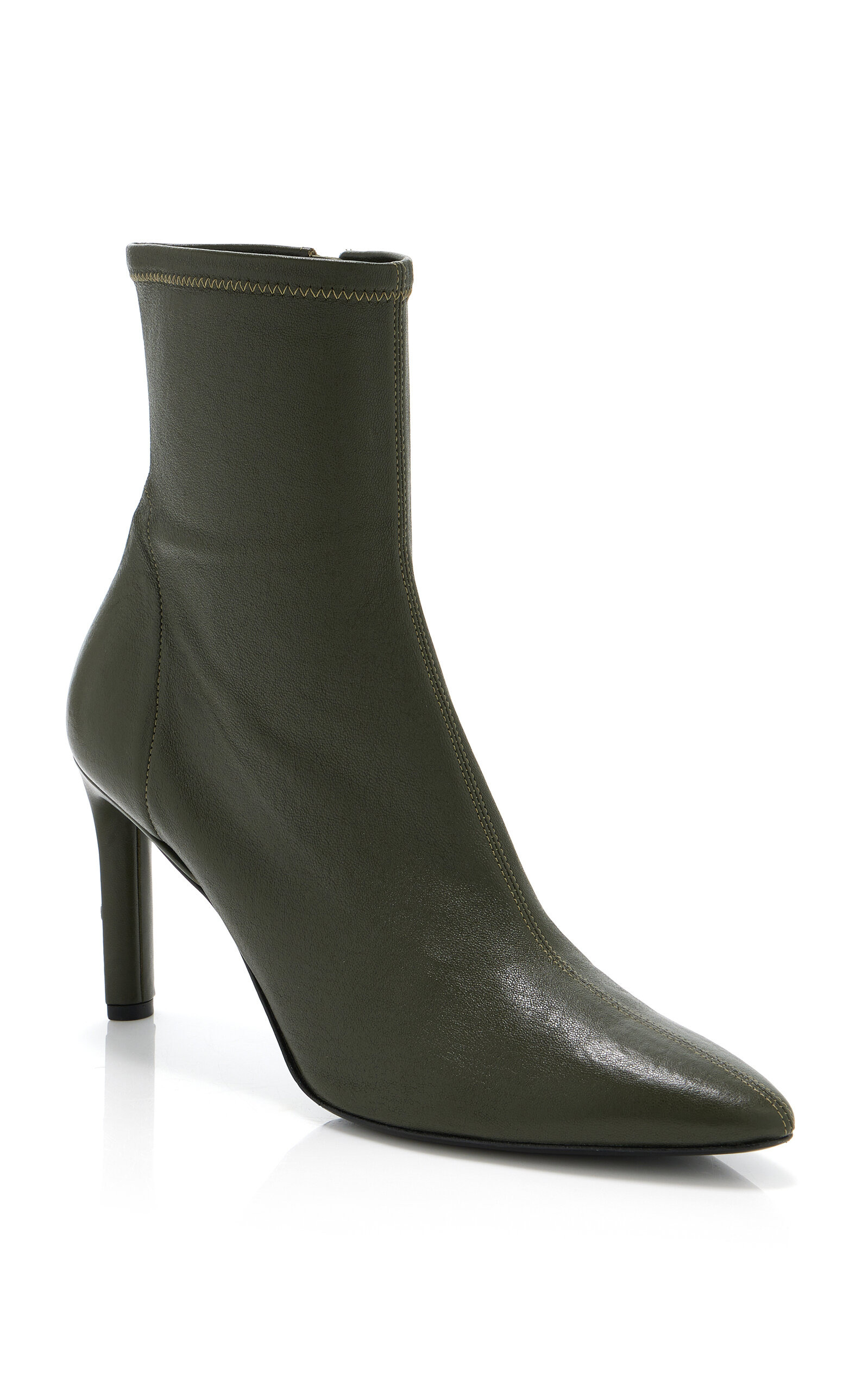 Stretch Leather Ankle Boots olive - 4