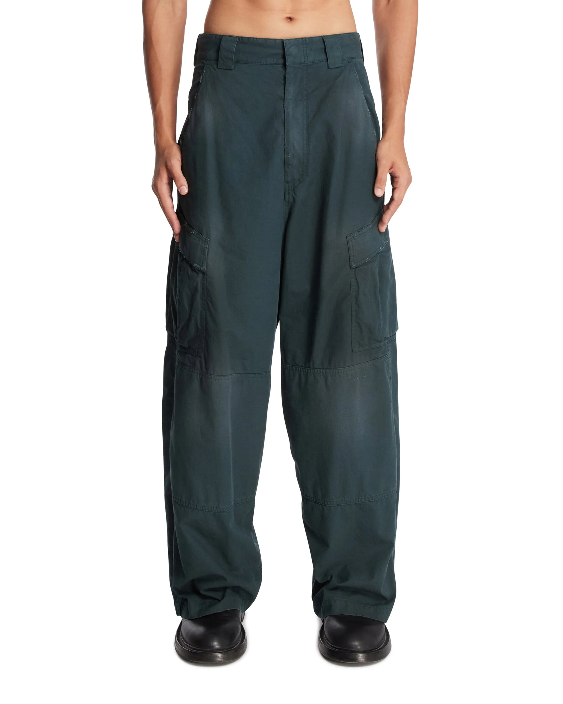 Green Wide Cargo Pants - 1