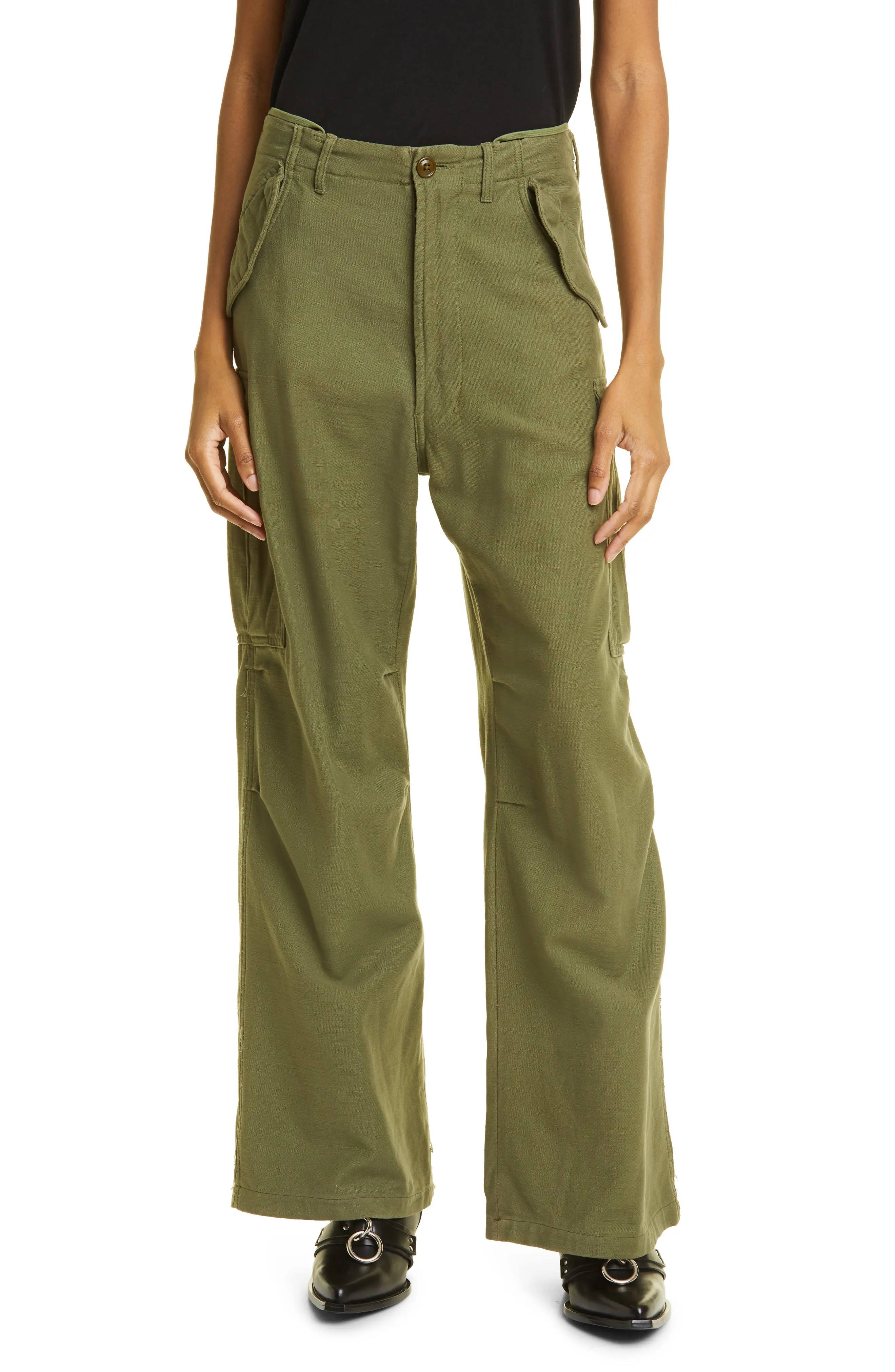 Wide Leg Cotton Cargo Pants - 1