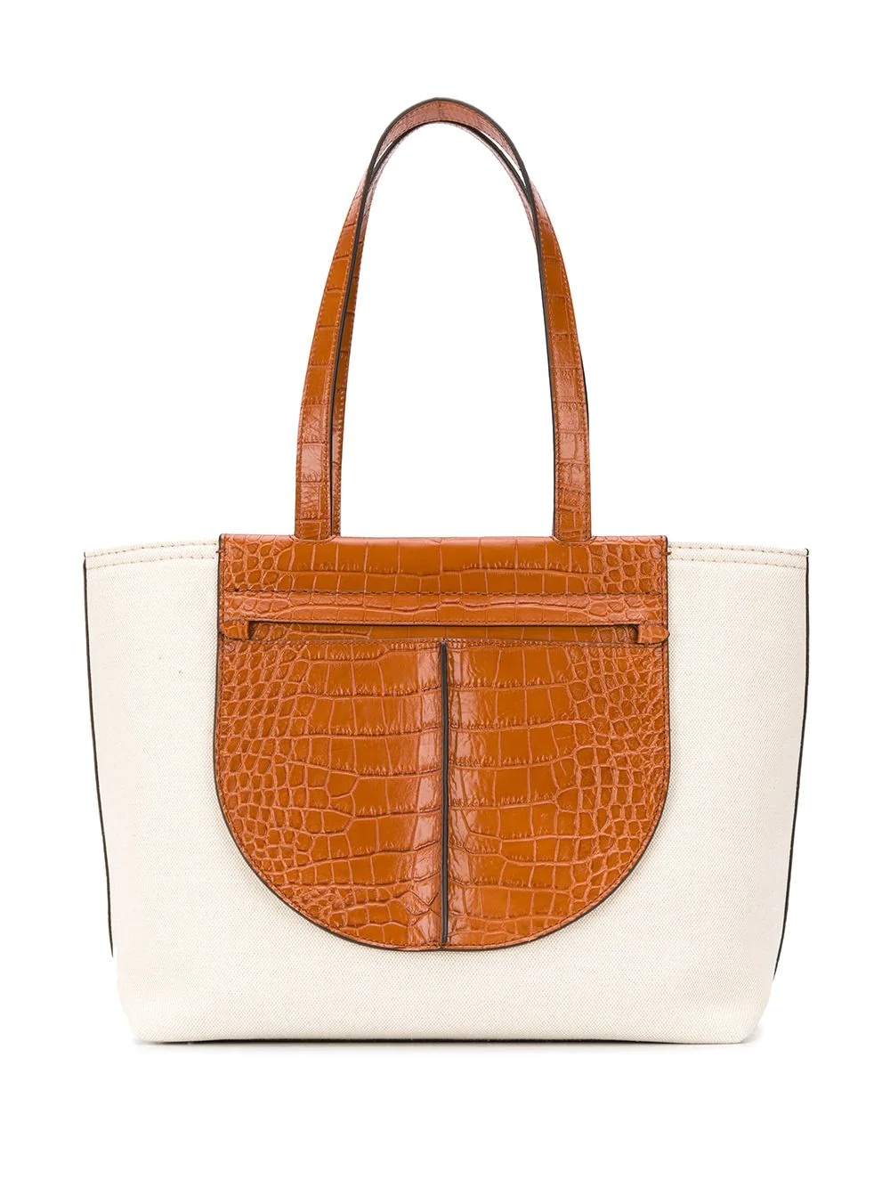 leather panel tote bag - 1