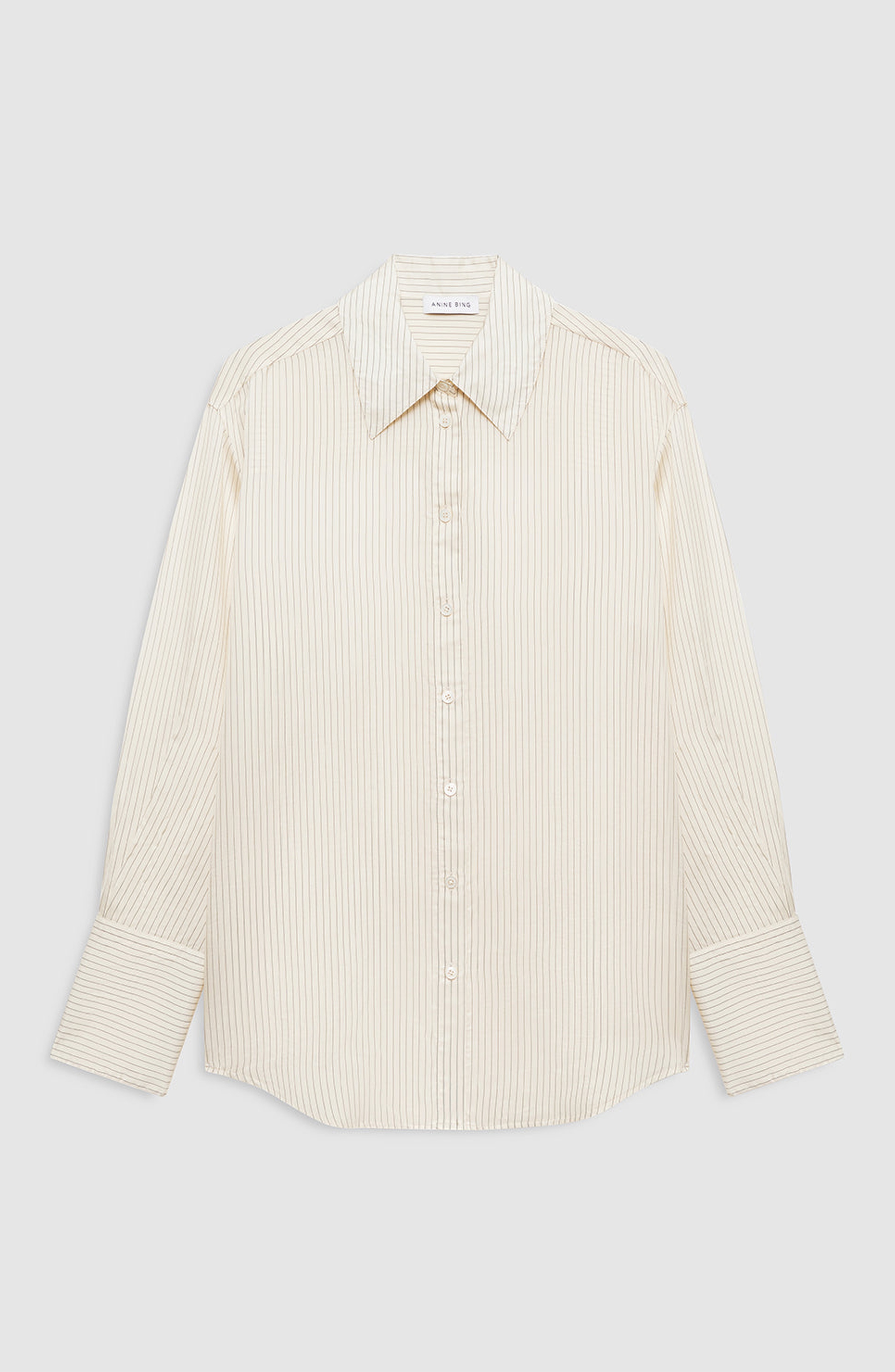 ANINE BING Bridget Shirt in Ivory /Black Pinstripe at Nordstrom - 4