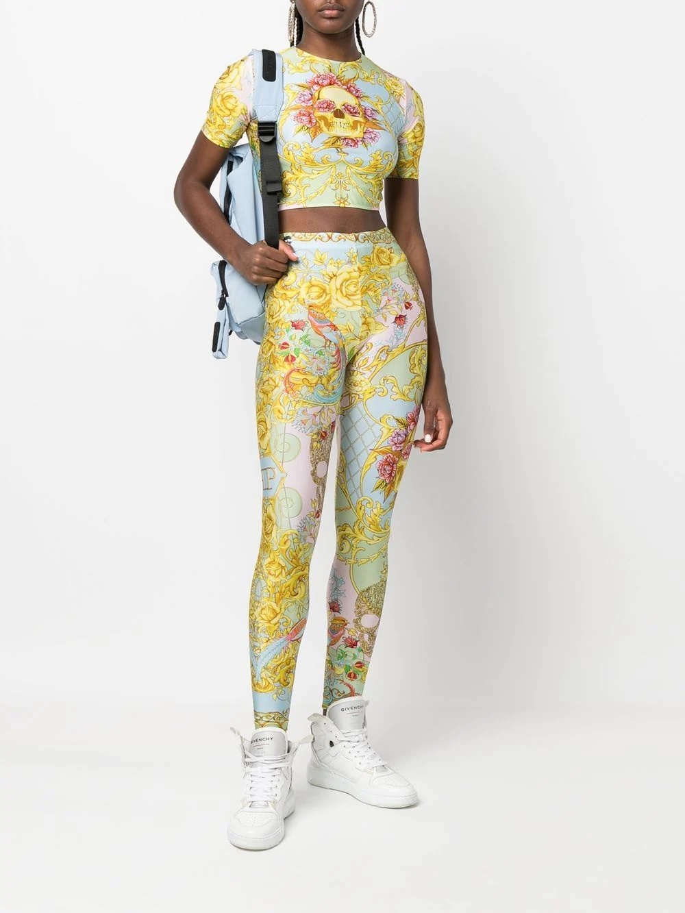 baroque-print high-waisted leggings - 2