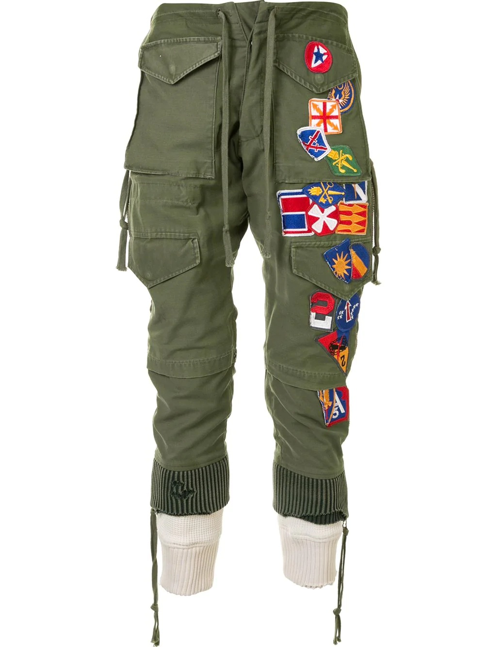 badge embroidered cargo trousers - 1