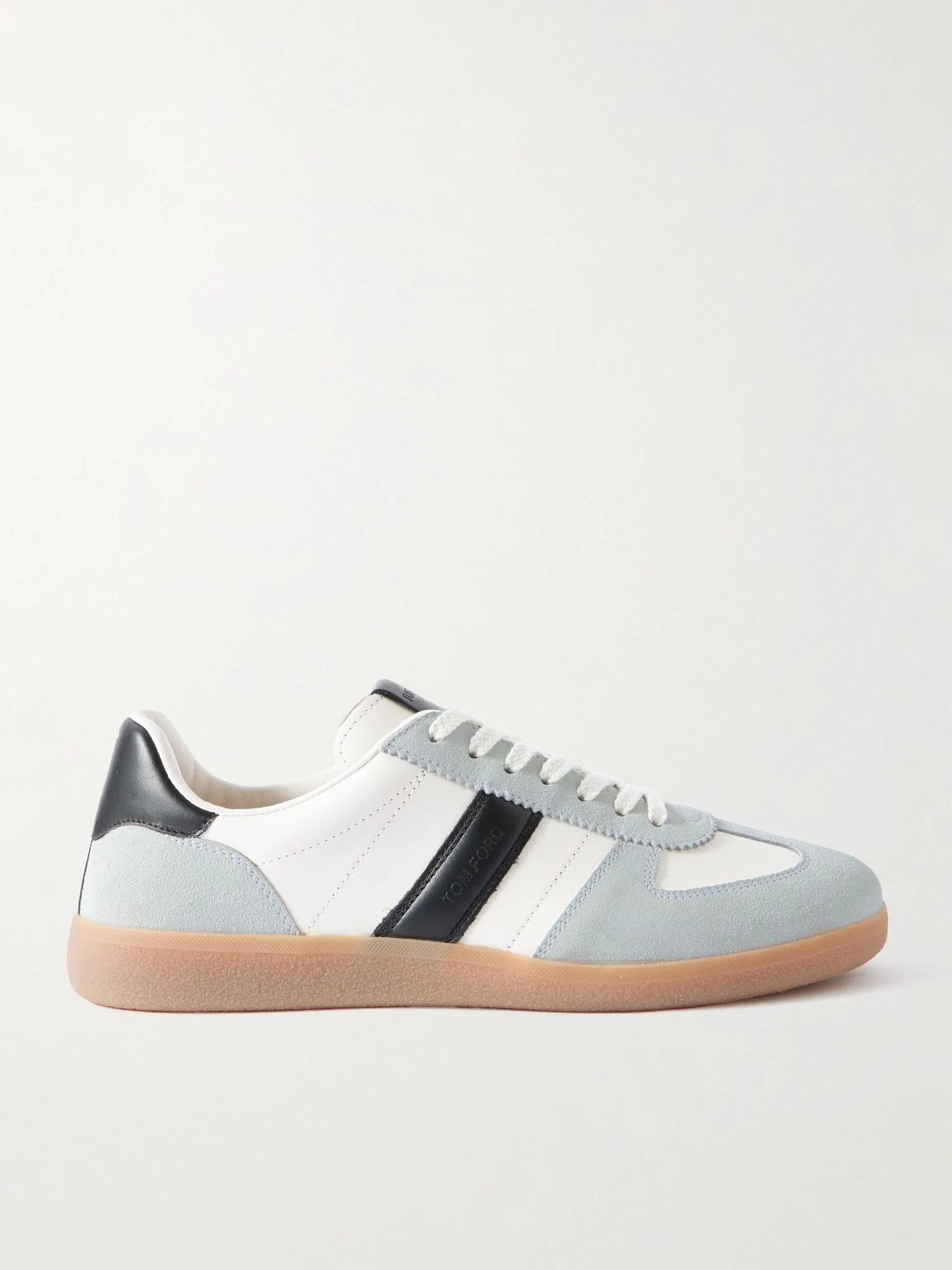 Suede-Trimmed Leather Sneakers White - 1