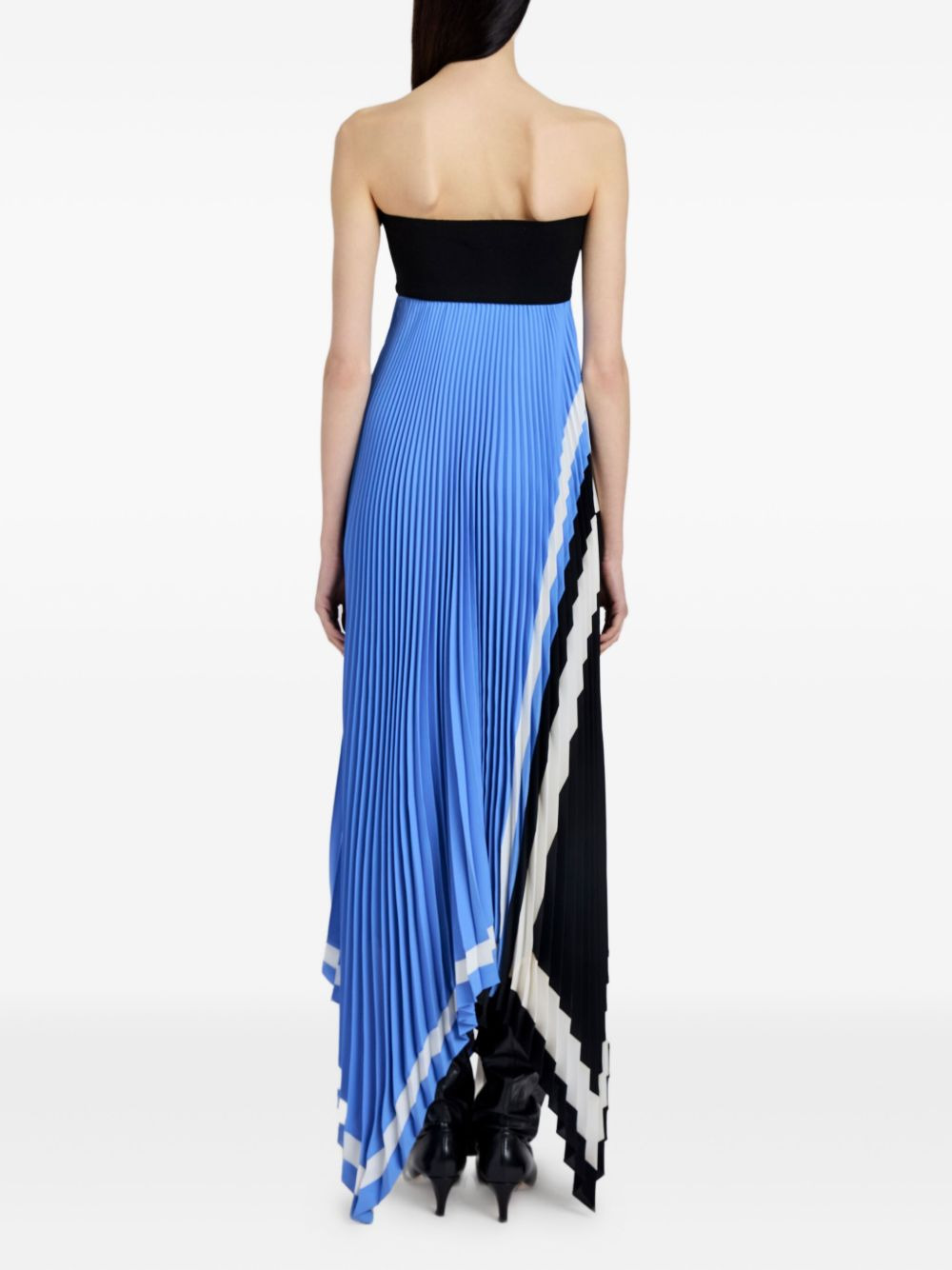 pleated patterned asymmetric party dress - 4