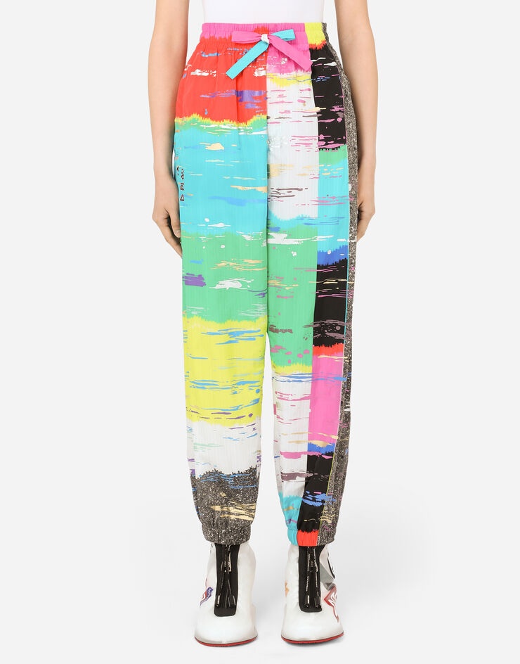 Nylon joggers with multi-colored glitch print - 1