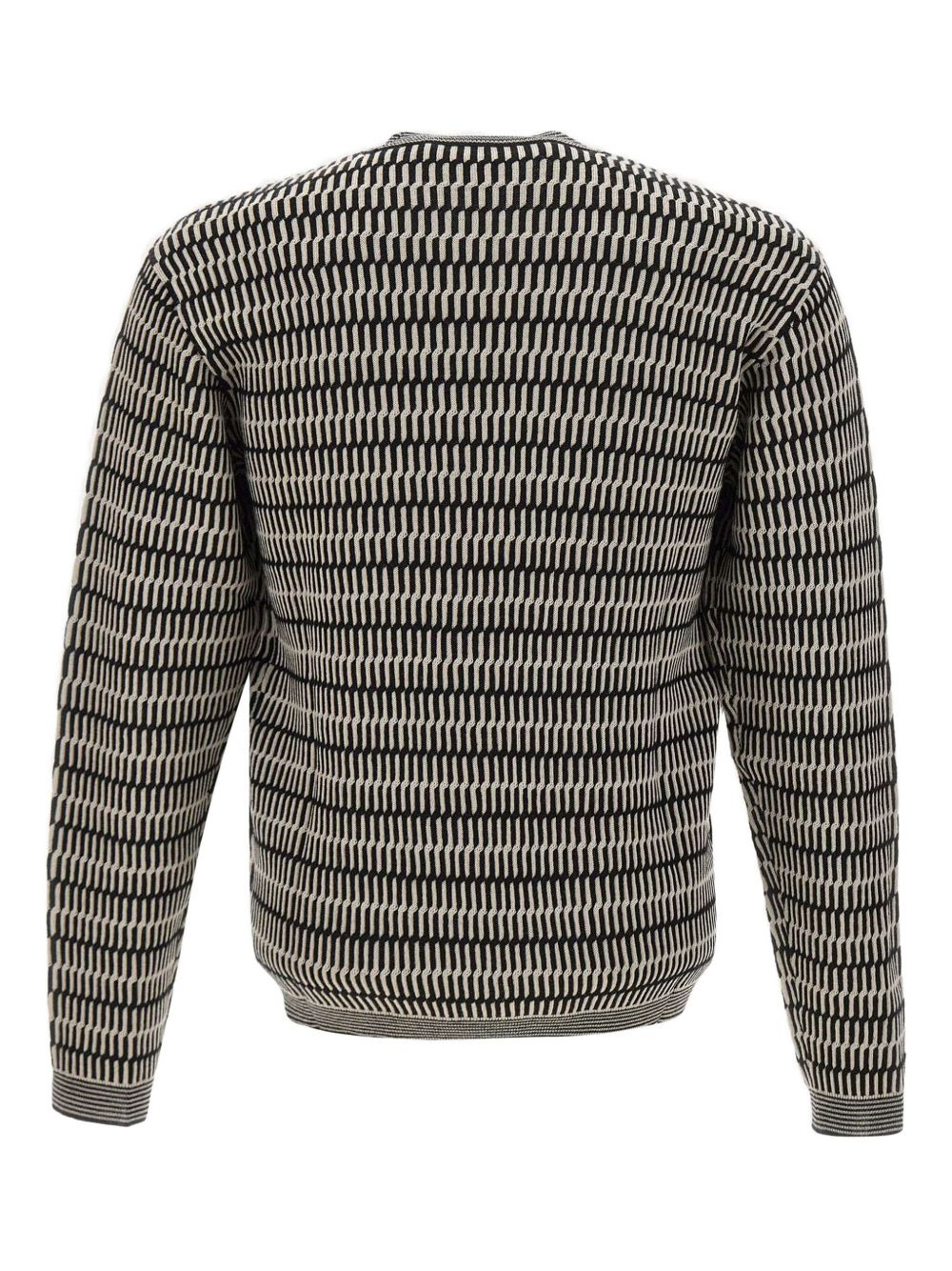 optical-pattern crew-neck sweater - 2