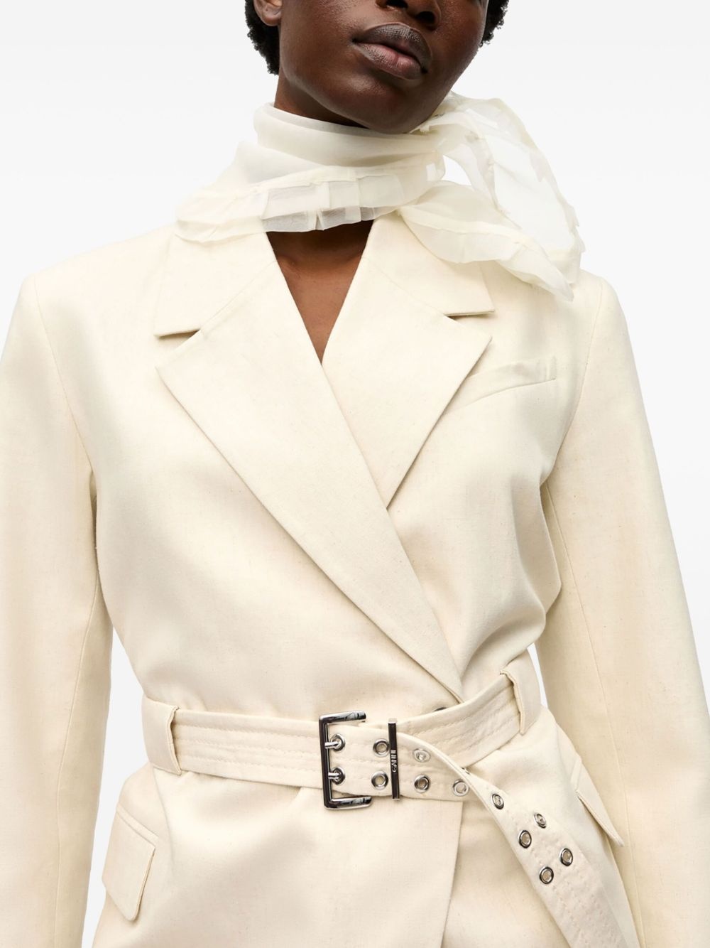 Belted Melange blazer - 5