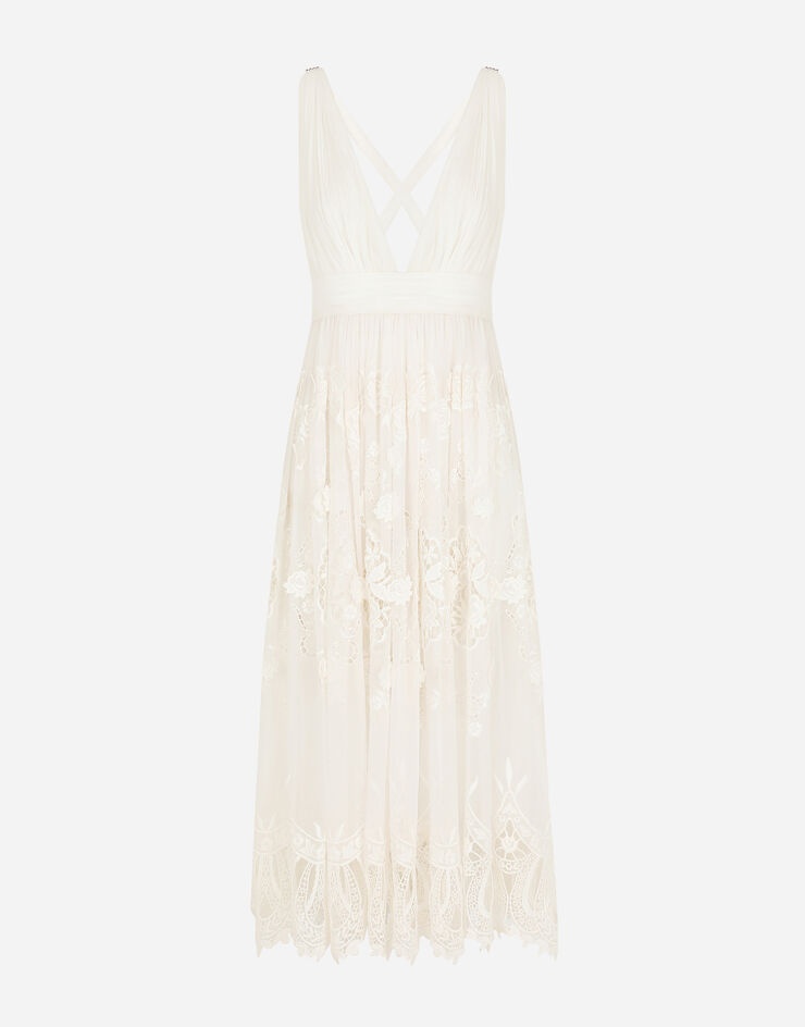 Long chiffon dress with crystal mesh embroidery - 3