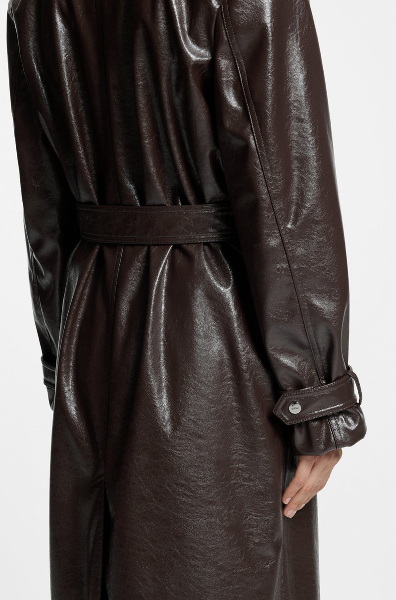 LONG-LENGTH RELAXED-FIT TRENCH COAT IN FAUX LEATHER 6