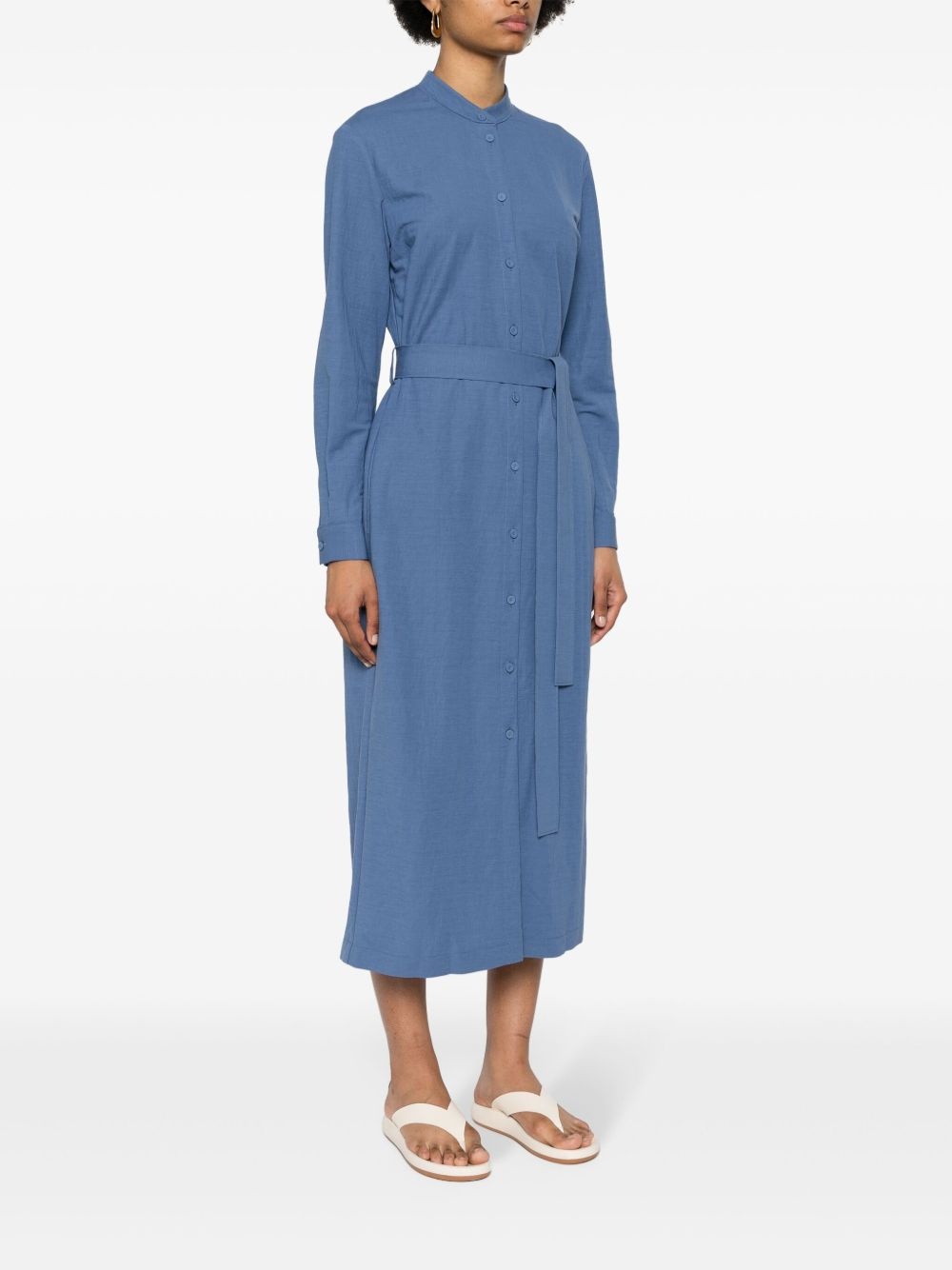 belted shirt midi dress - 3