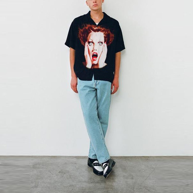Men's Stussy Harumi Printing V neck Black 1110146 - 4