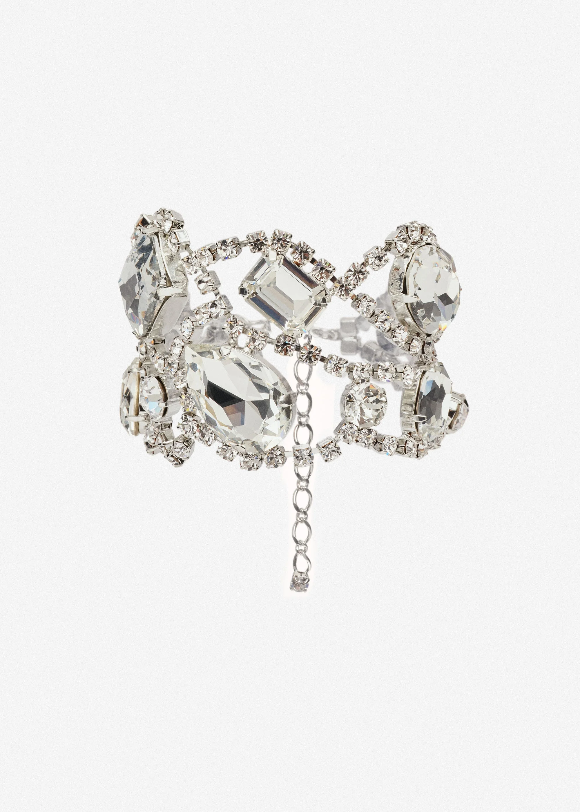 Mixed-cut crystals bracelet in silver - 1