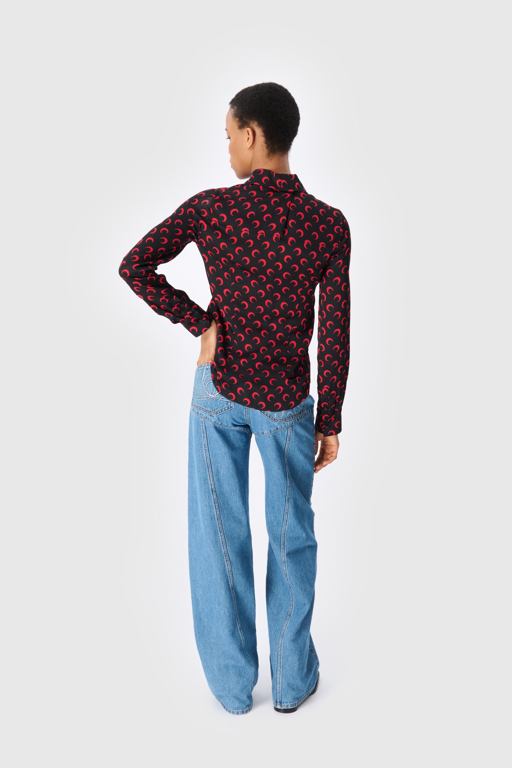 Moon Printed Flou Shirt Blouse - 2