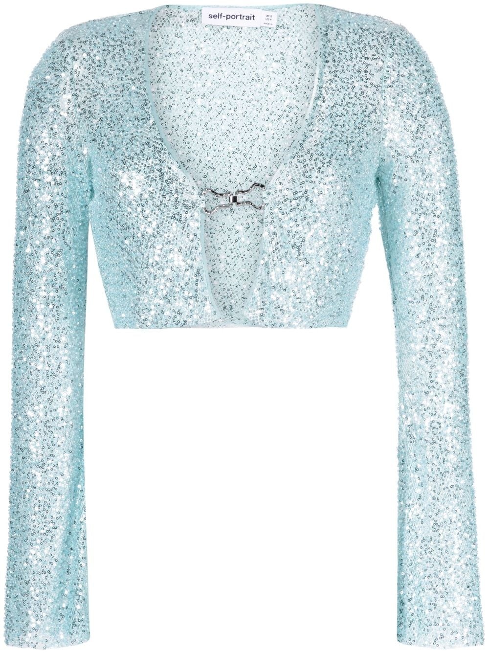 beaded open-front cropped cardigan - 1