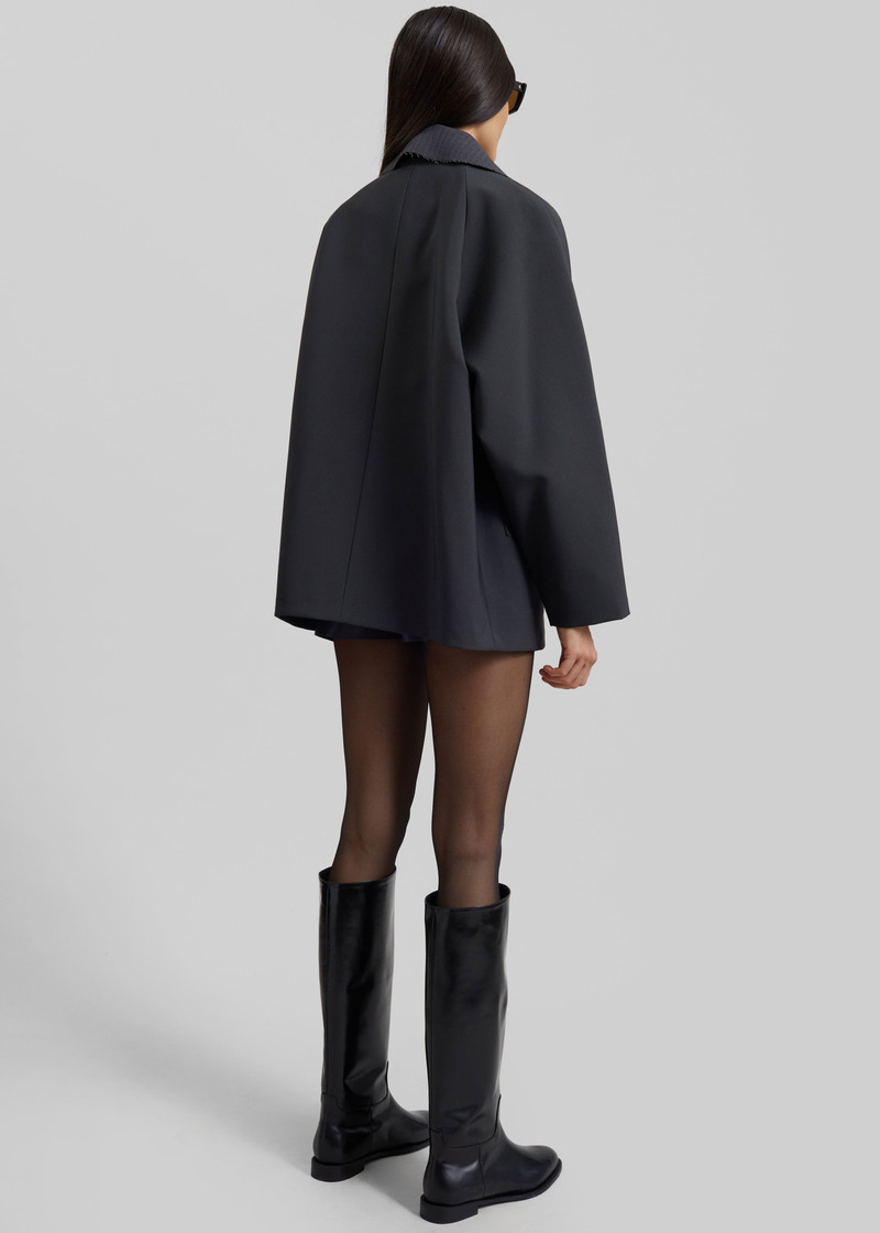 Ebbe Contrast Collar Boxy Jacket - Charcoal 8