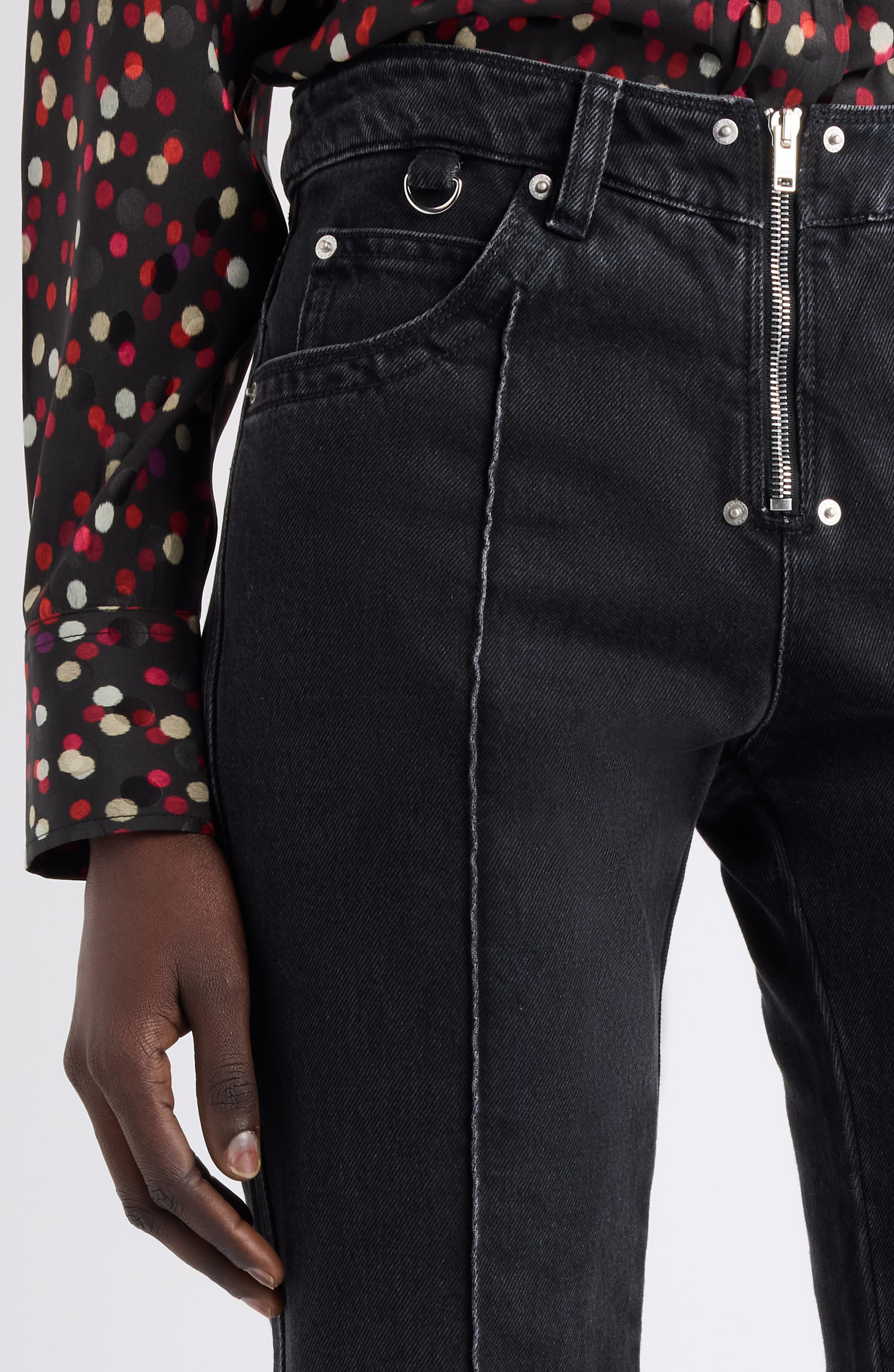 Isabel Marant Silviana Pintuck Slim Fit Jeans in Black at Nordstrom - 5