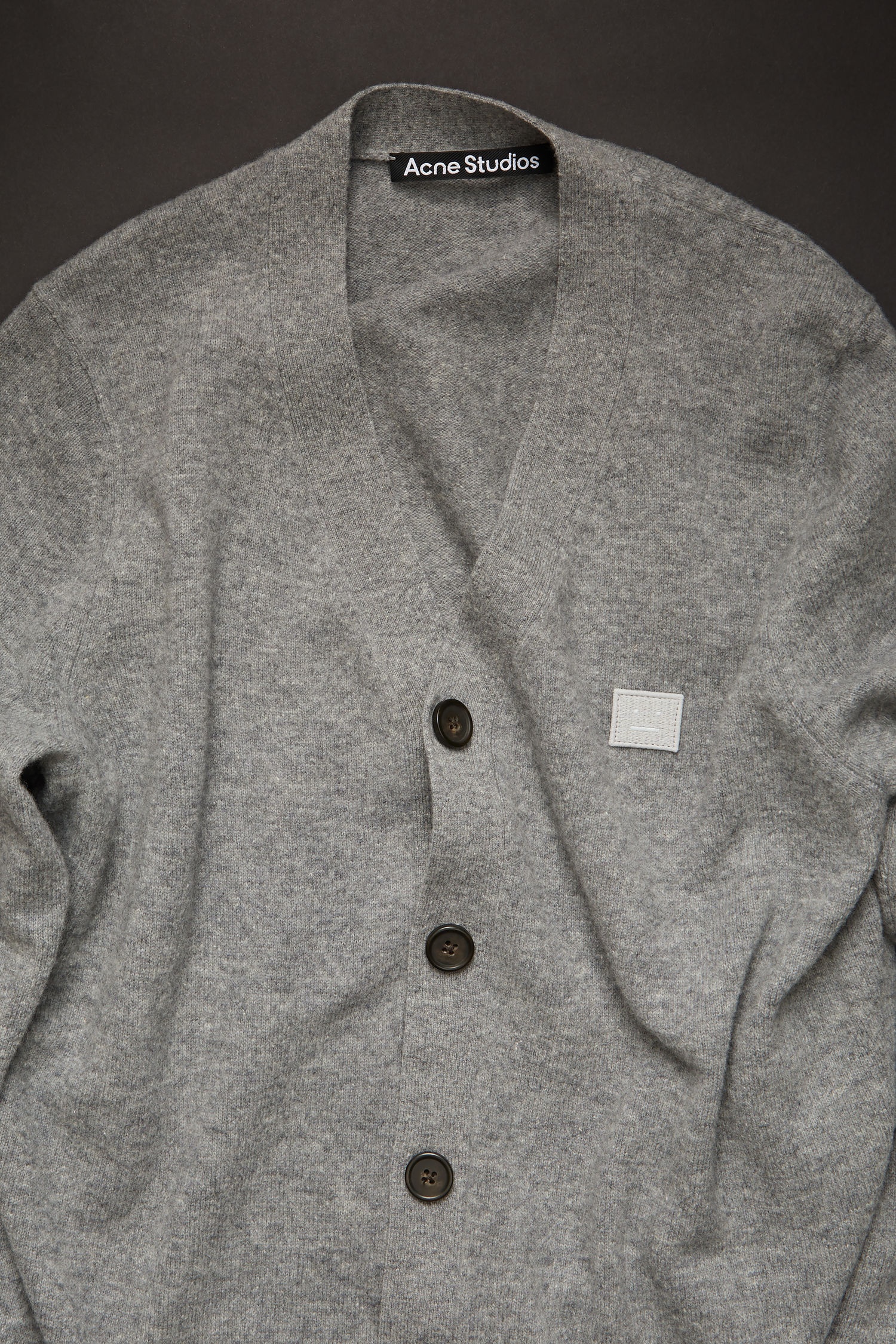 V-neck wool cardigan grey melange - 4