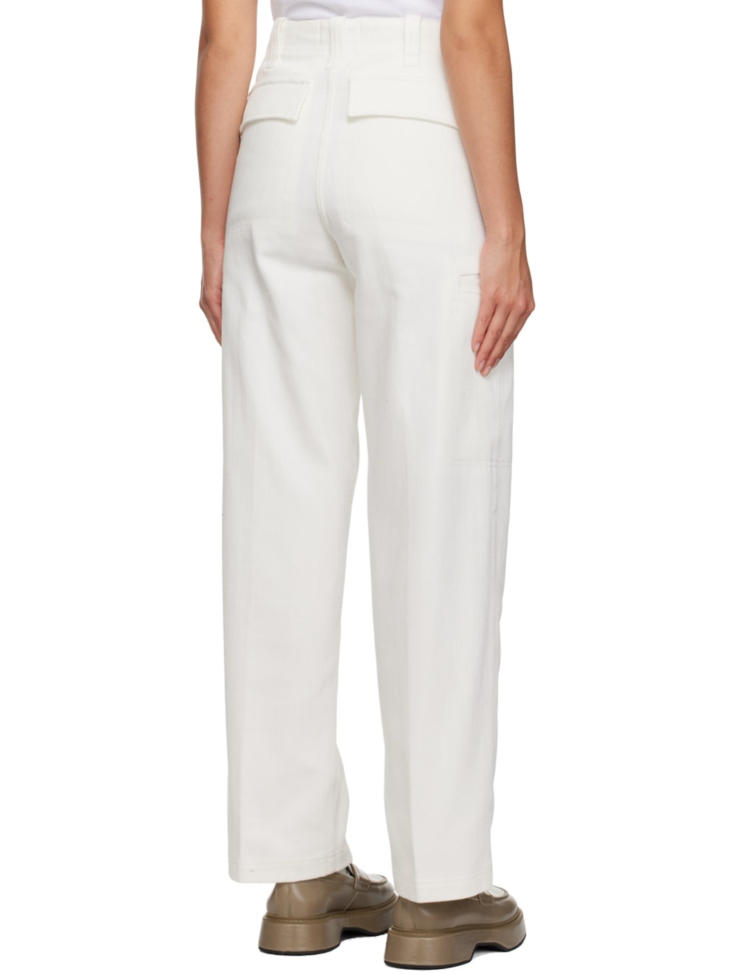 White Welt Pocket Trousers - 3