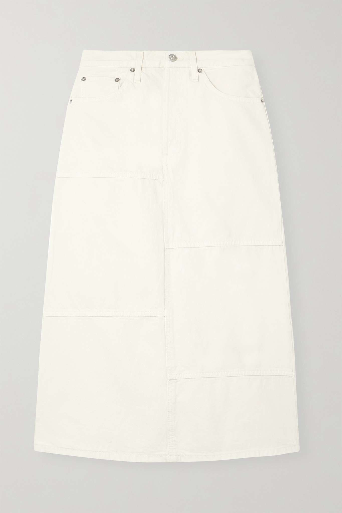 Paneled denim midi skirt - 1