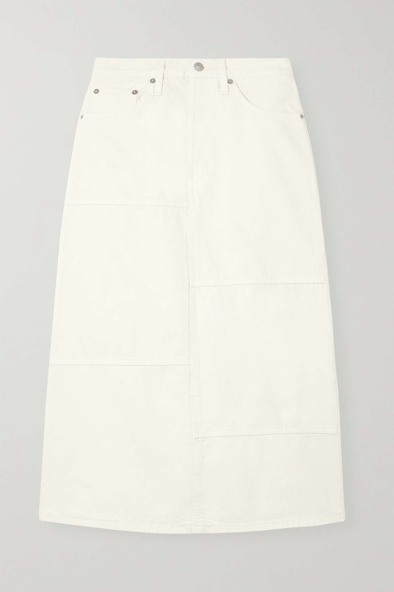 Paneled denim midi skirt - 1