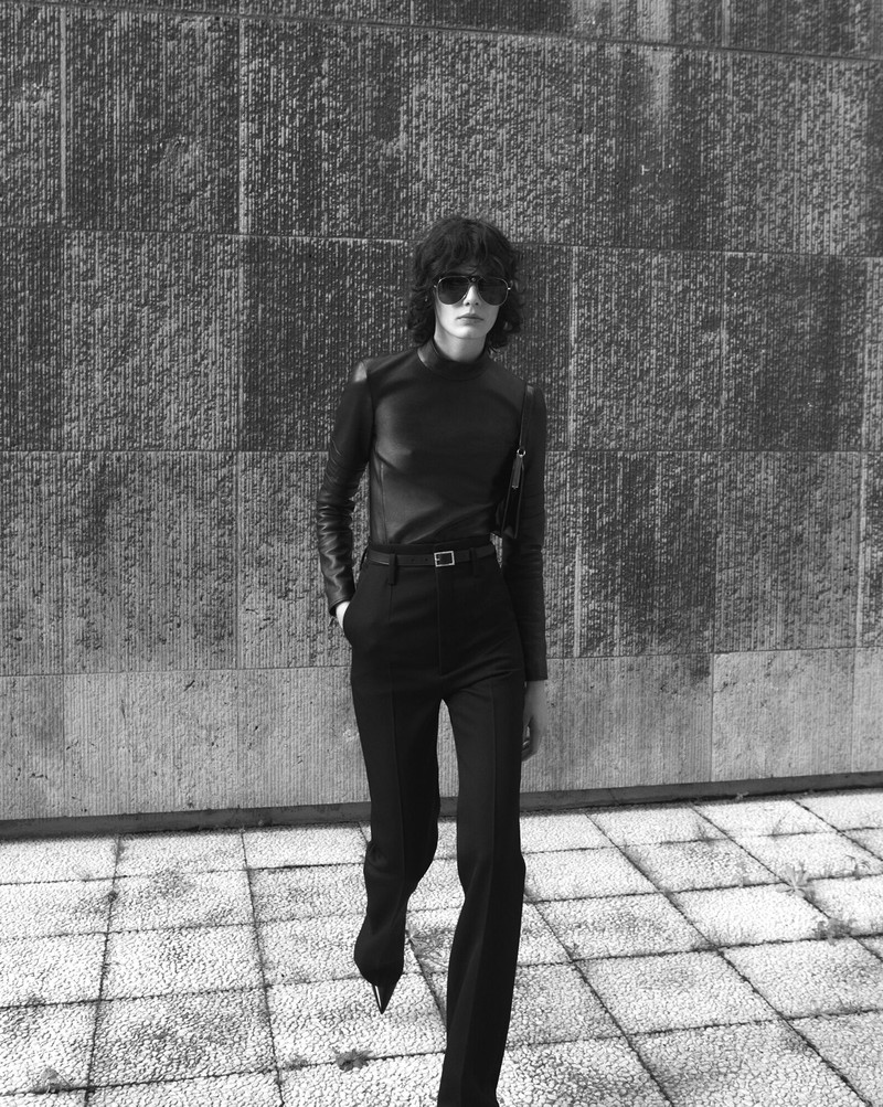 SAINT LAURENT high-waisted pants in wool twill outlook