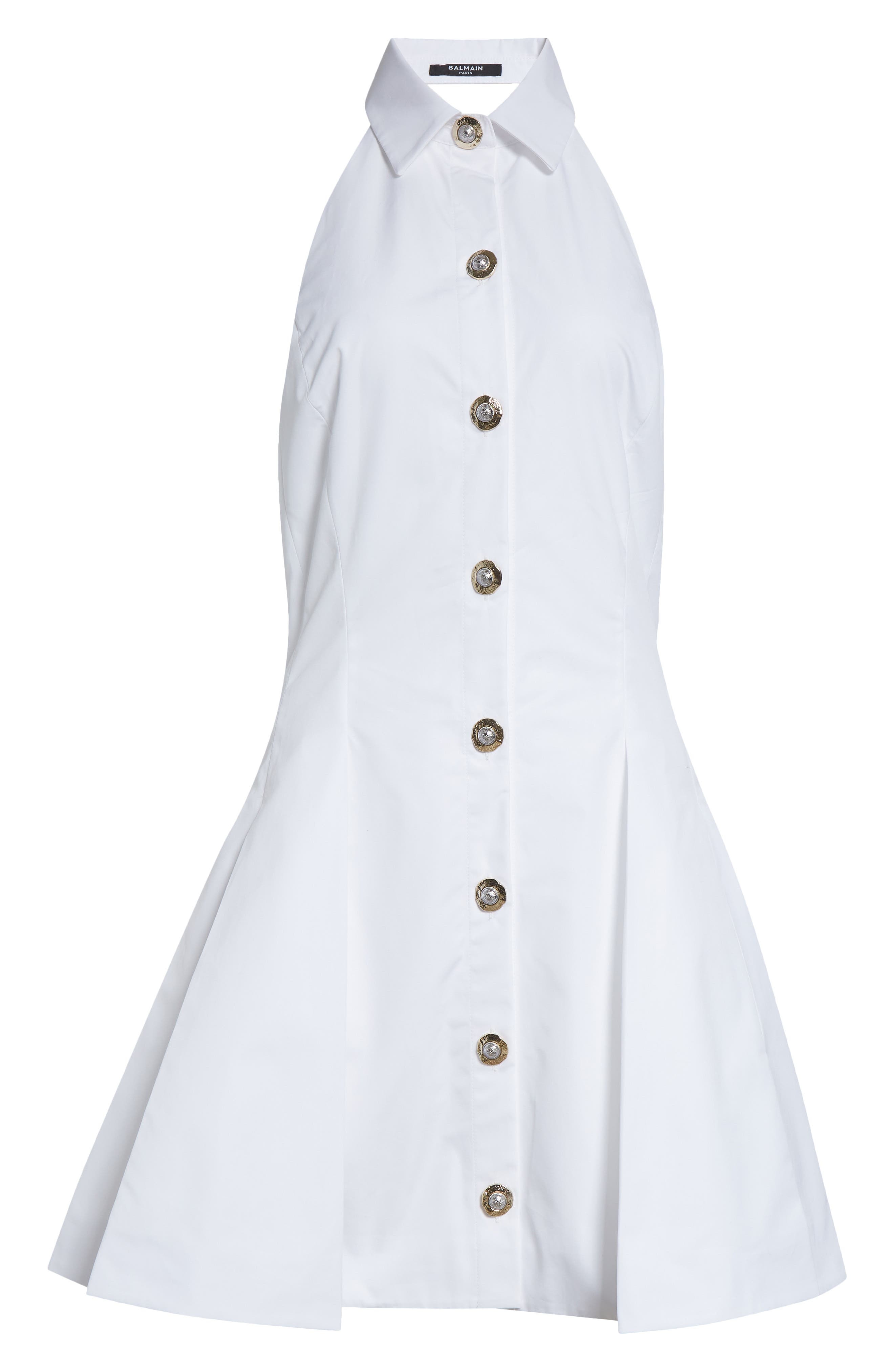 Balmain A-line backless poplin dress in White at Nordstrom - 5