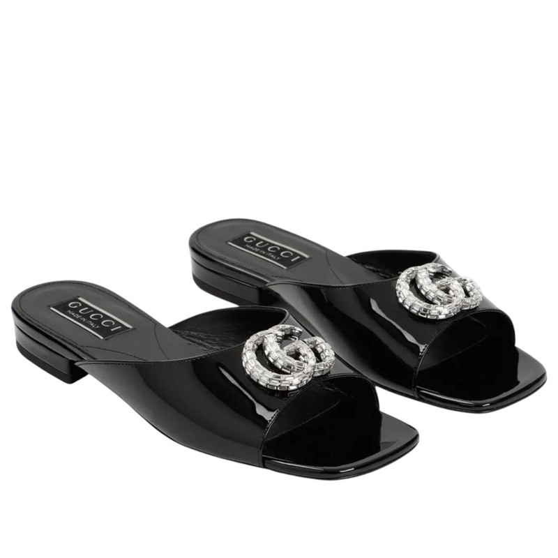 GUCCI (WMNS) Gucci GG Slides 'Black Patent Leather' 771586-BNC00-1000 outlook