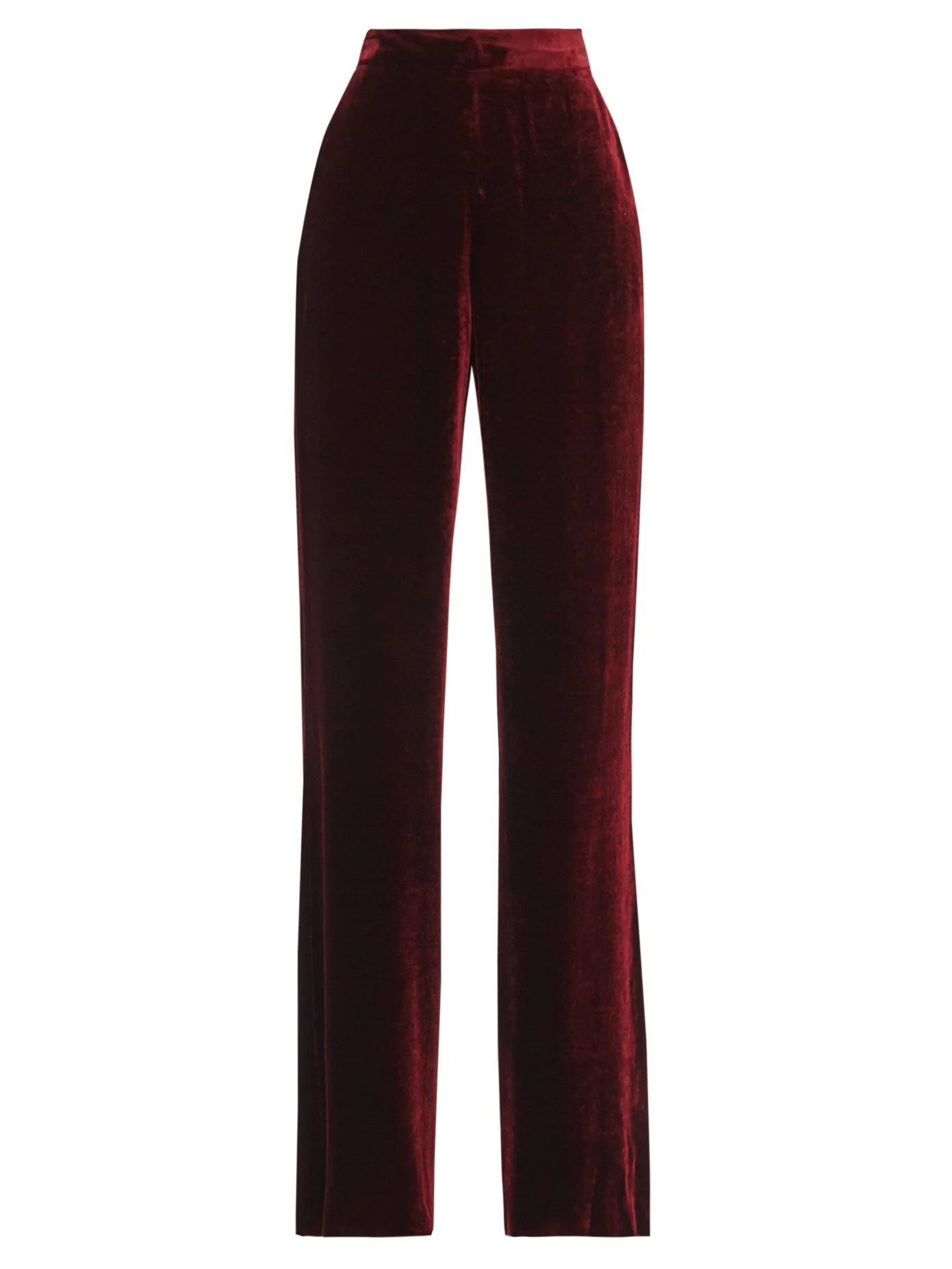 High-rise velvet wide-leg trousers - 1