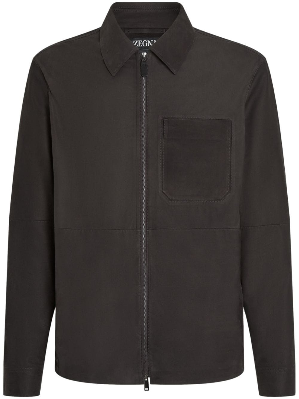 SECONDSKIN zip-front nubuck overshirt - 1