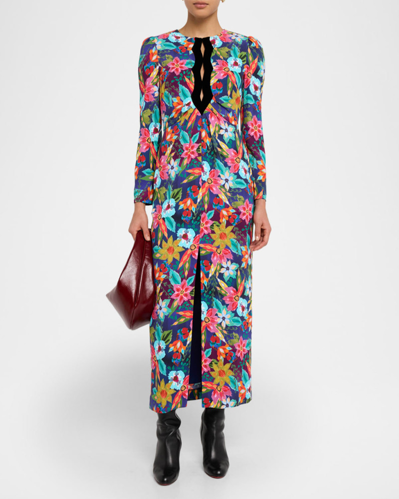 SALONI Jinx-C Velvet Cutout Midi Dress outlook