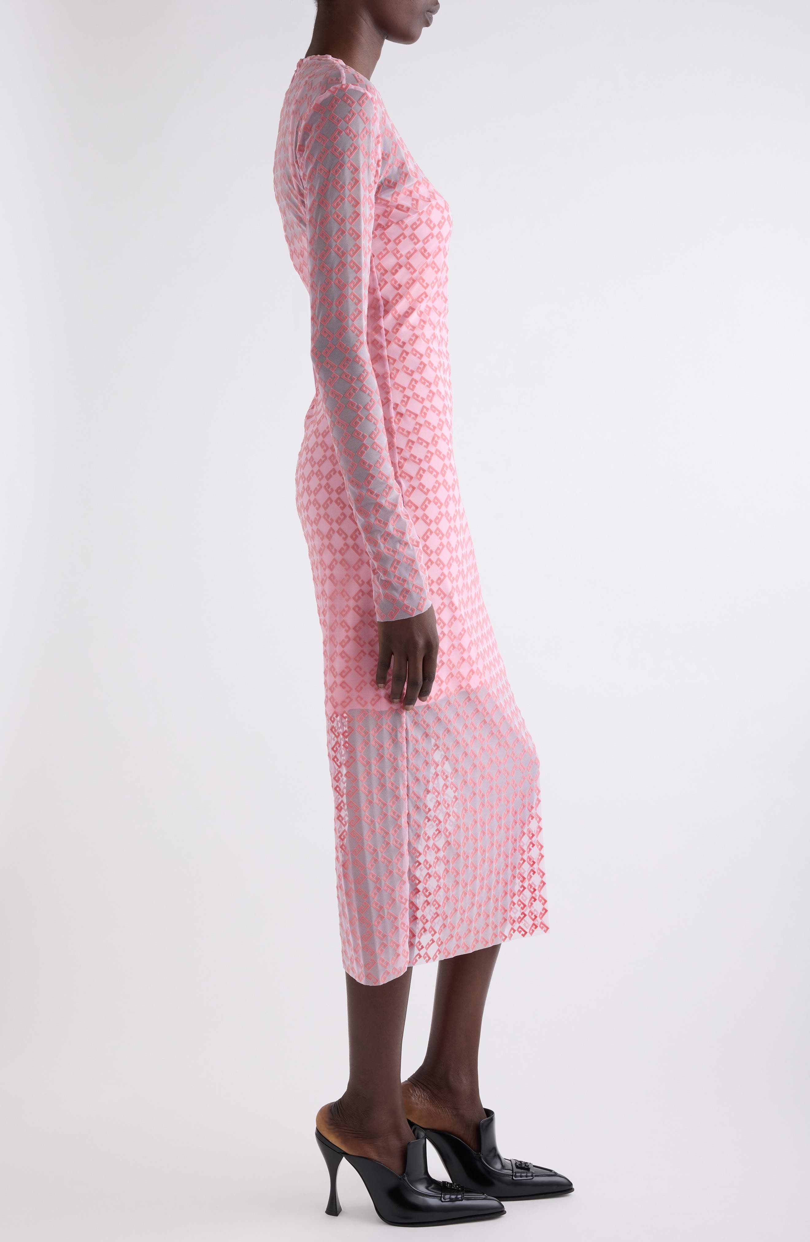 Givenchy Monogram 72 Flocked Tulle Dress in Skin Rose at Nordstrom - 4