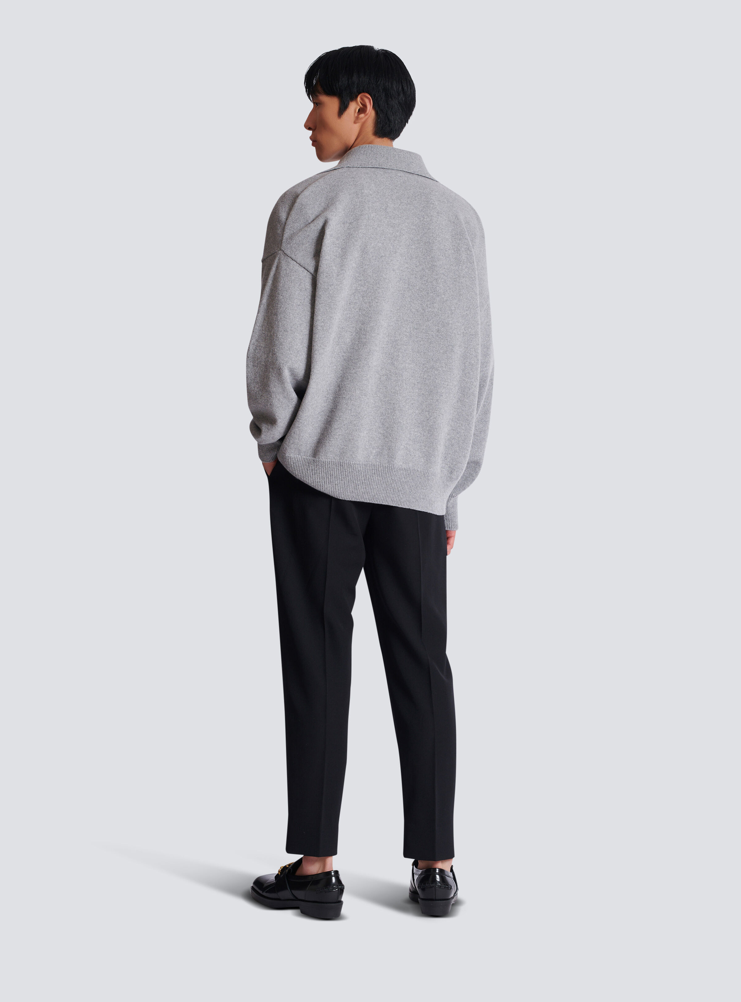 College Emblem polo sweater in eco-cashmere - 4