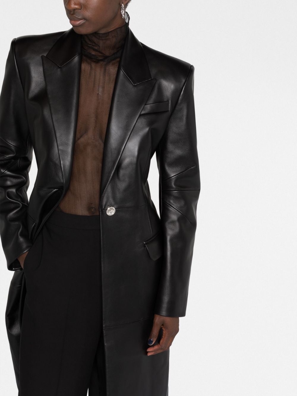 leather trench coat - 3