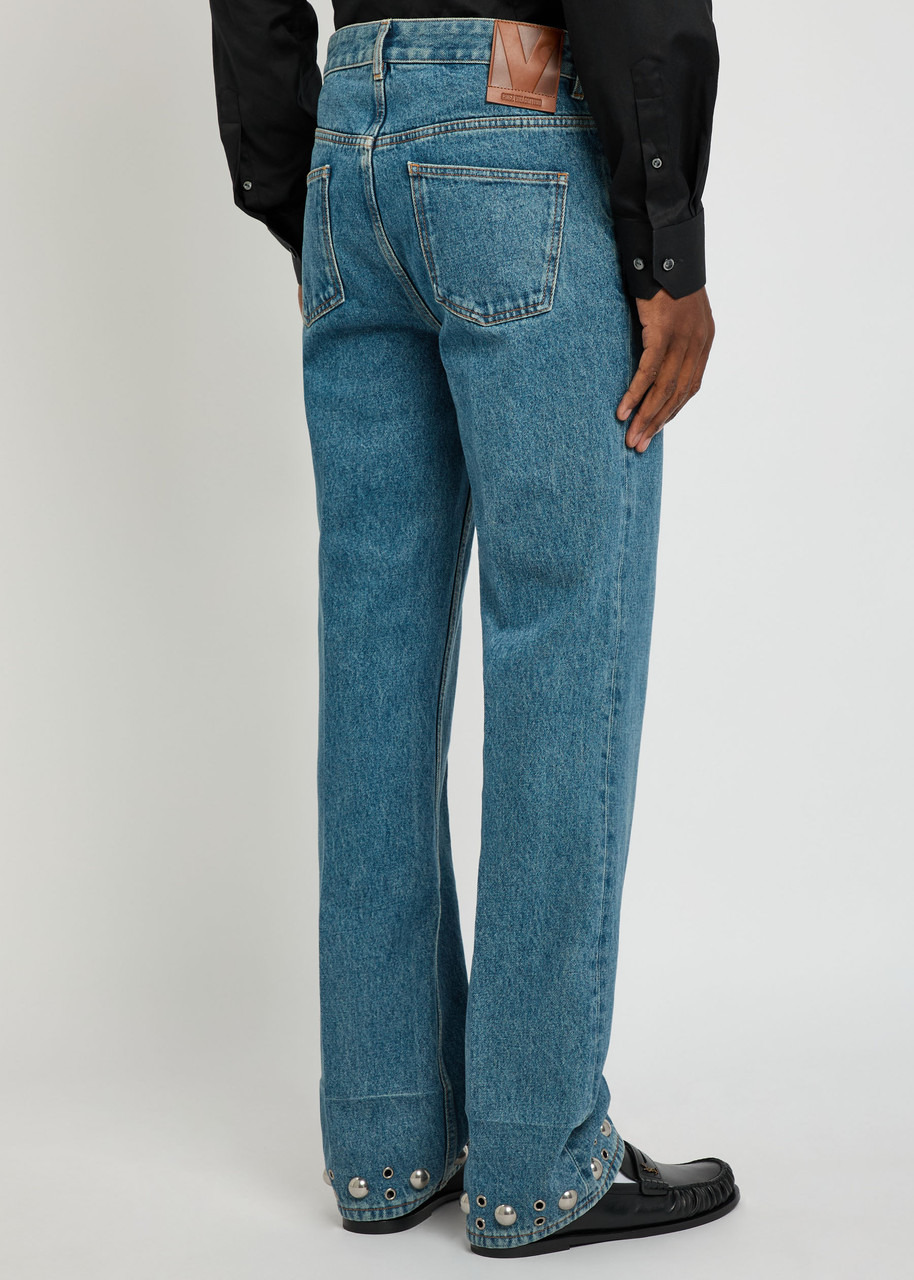 Valentino Garavani Stud-embellished Straight-leg Cotton Jeans - 3