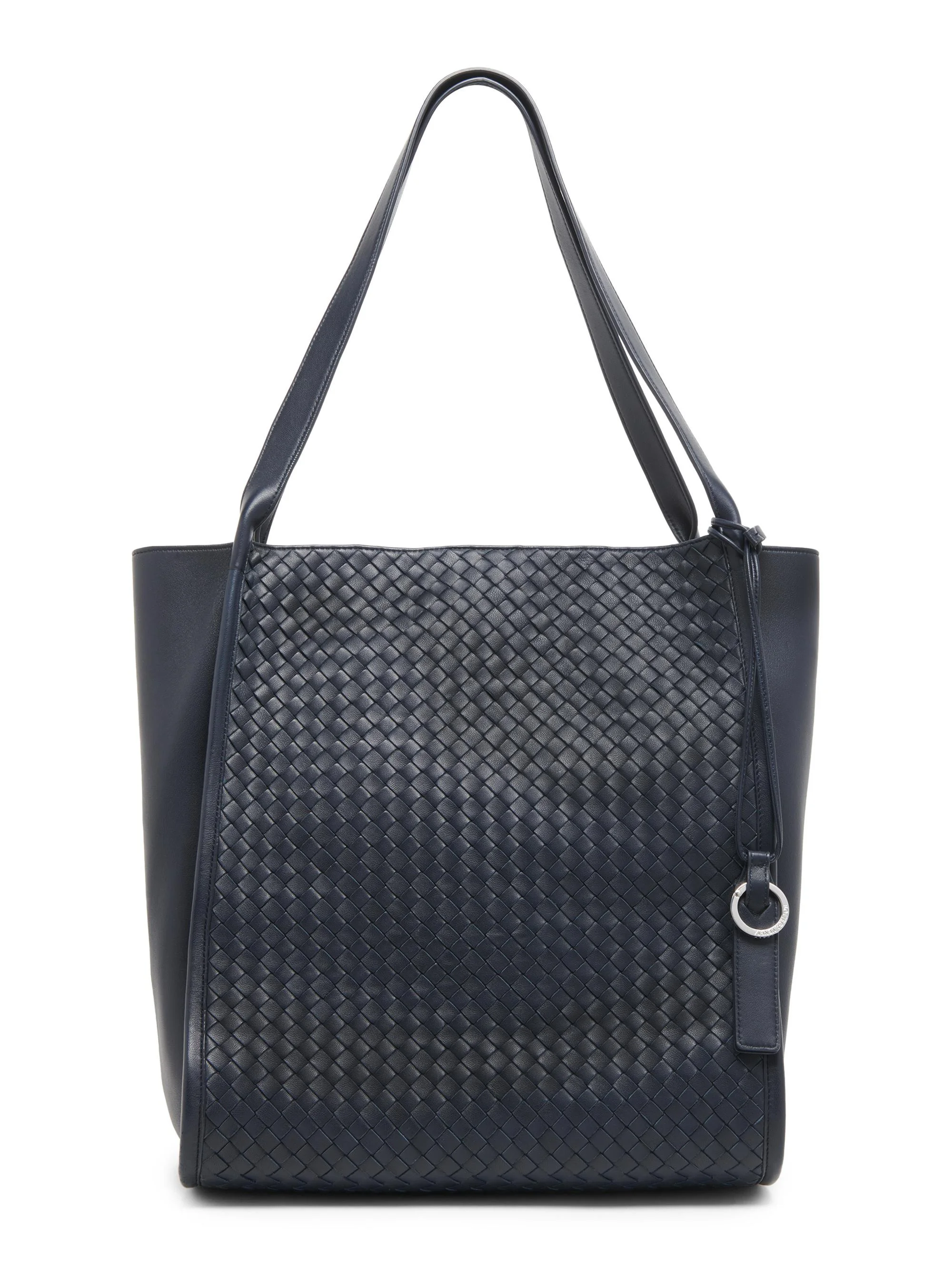 Men's Corriere Intrecciato Leather Tote Bag - Midnight Silver - 1