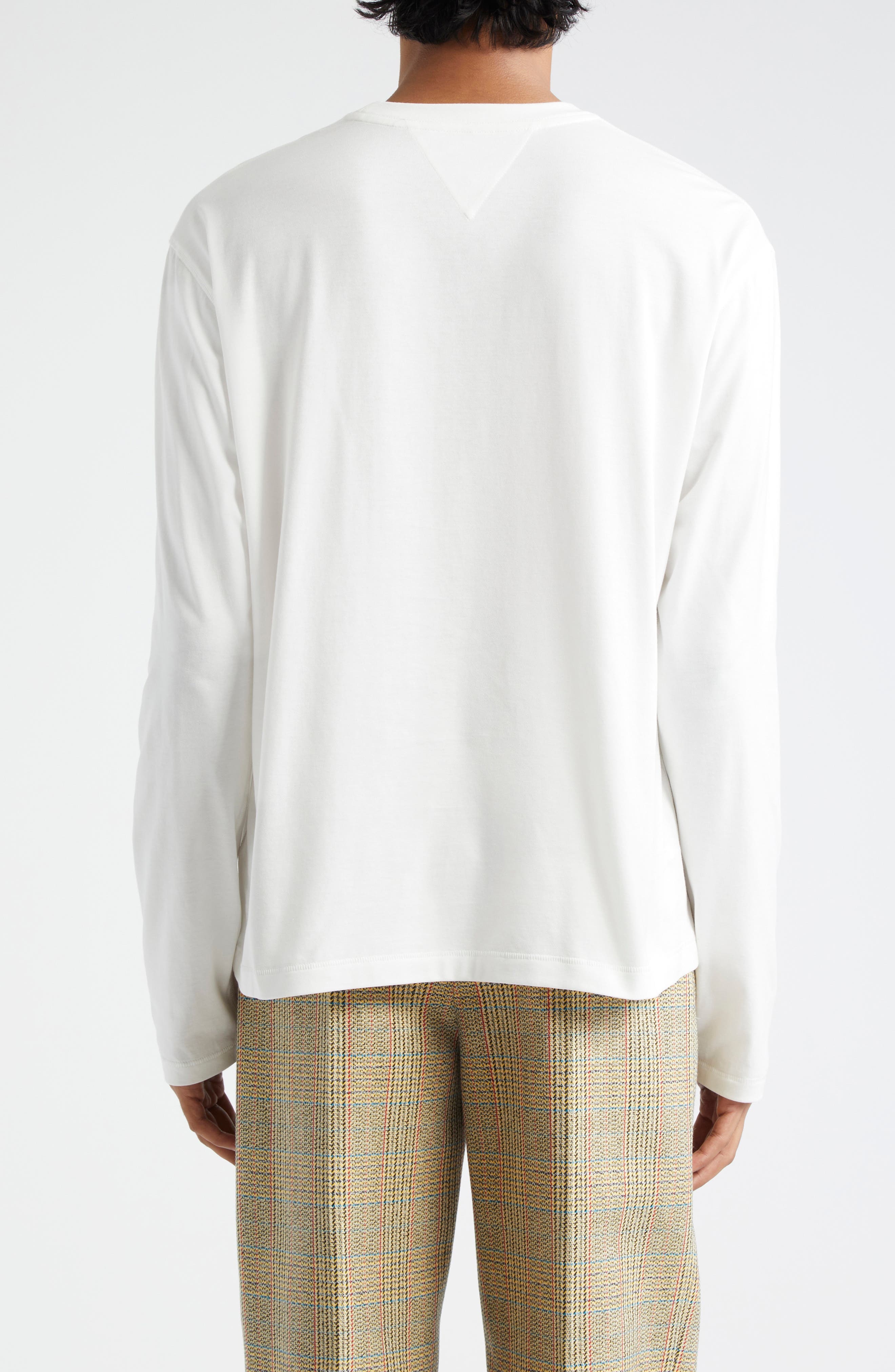 Bottega Veneta Light Long Sleeve Cotton Jersey T-Shirt in Chalk at Nordstrom - 3