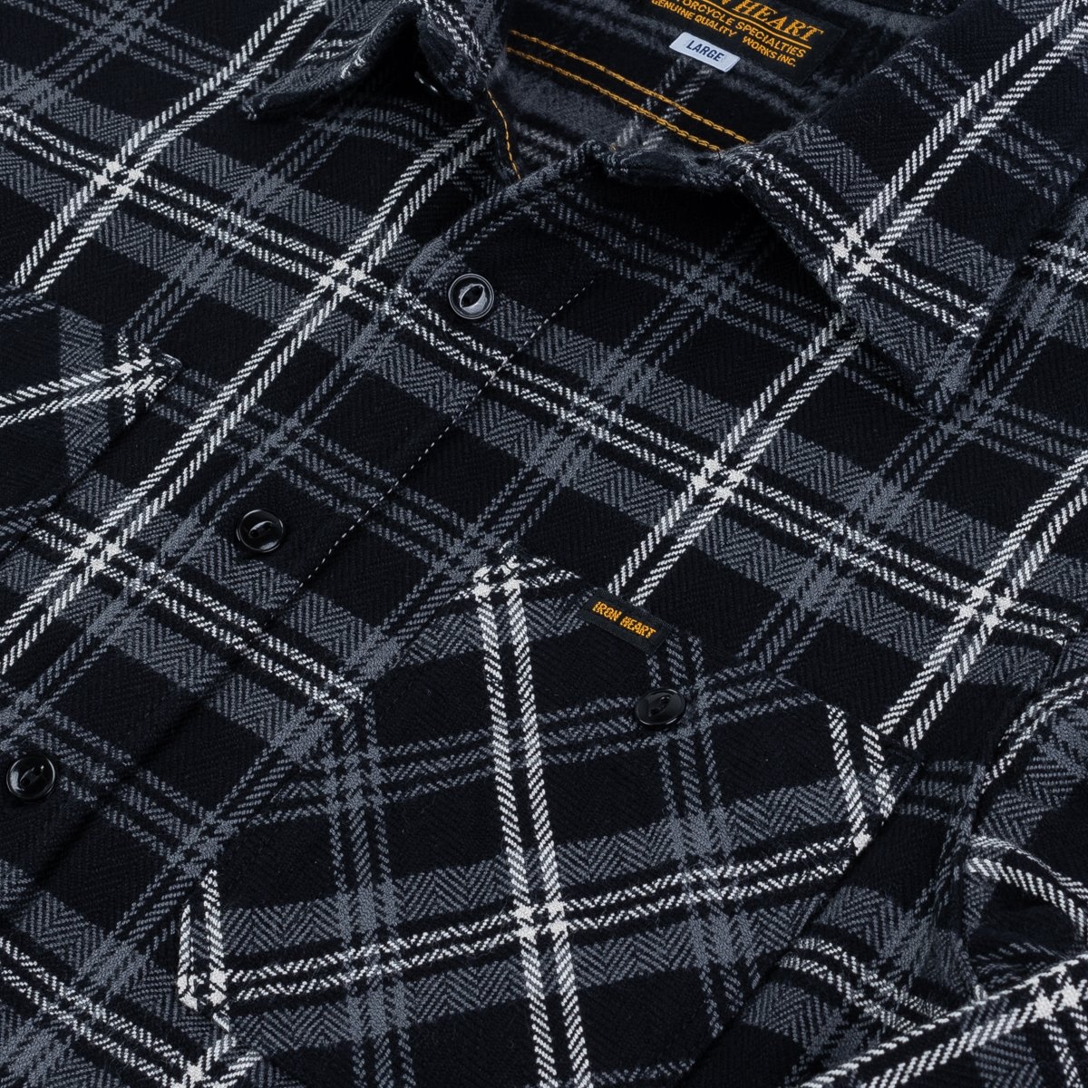 Ultra Heavy Flannel Herringbone Check Work Shirt - Black - 9