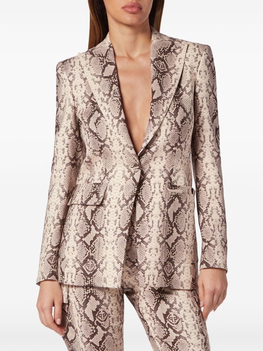 python-print satin blazer - 2