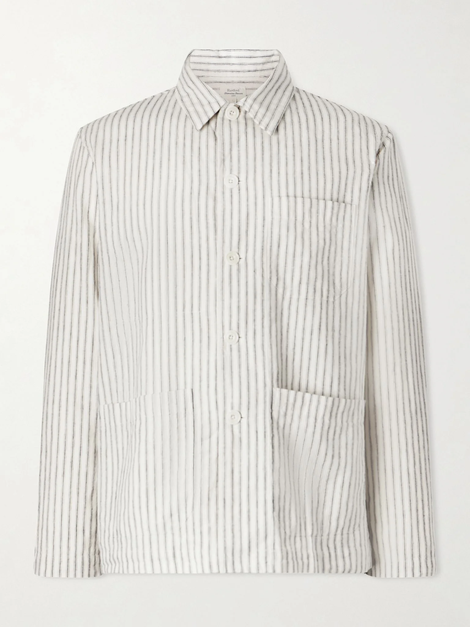 Perry Striped Linen and Cotton-Blend Woven Jacket White - 1