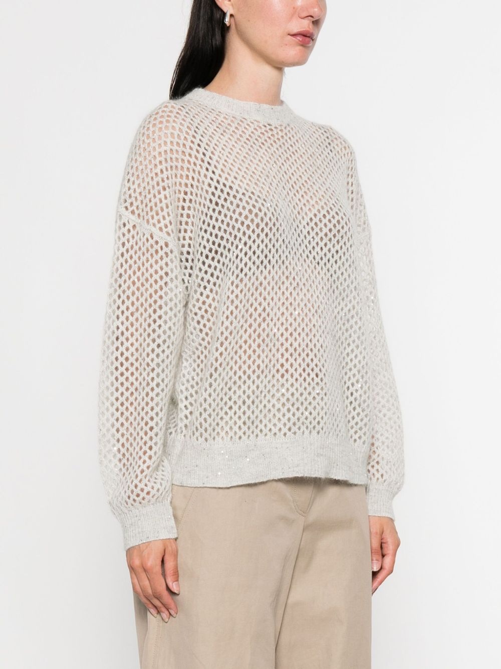 mesh-knit top - 3