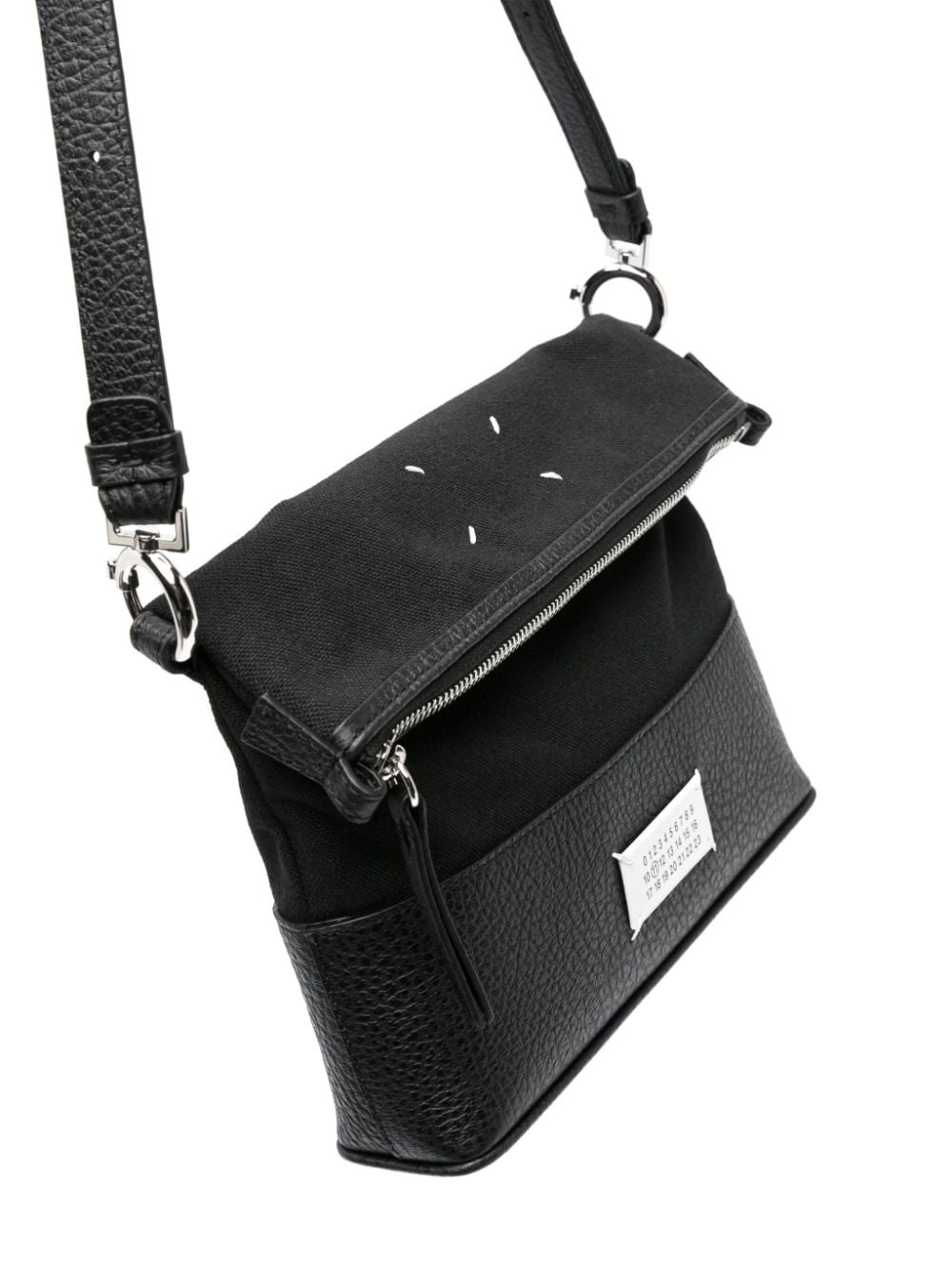 panelled-design cotton-leather crossbody bag - 4