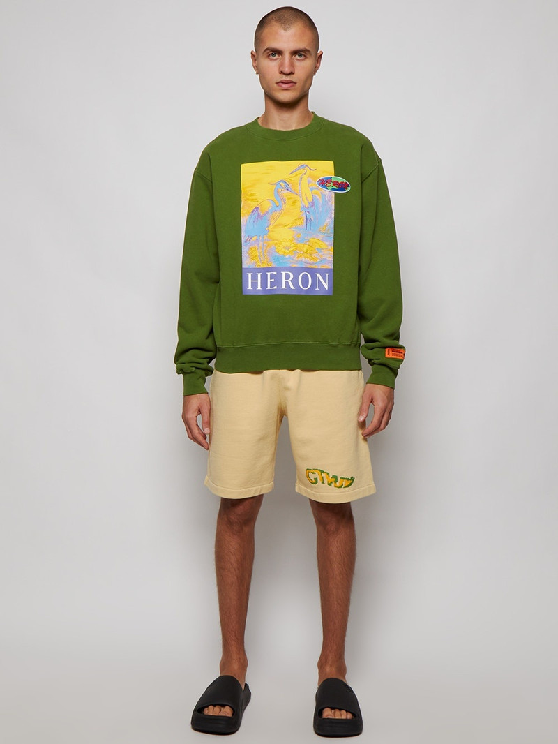 Heron Preston CTNMB Pixel Warp Sweat Shorts Beige outlook