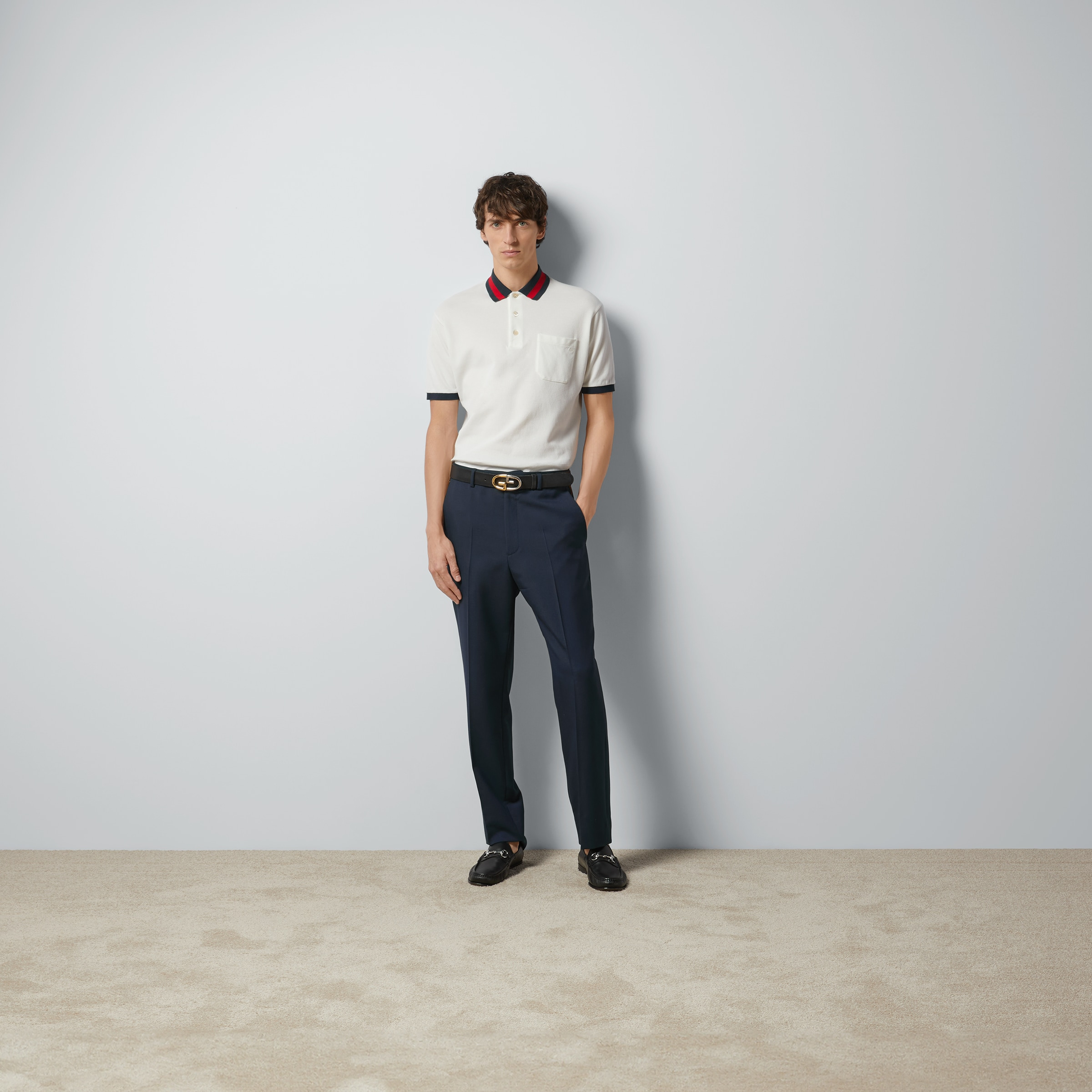 Cotton piquet polo with Web collar - 2